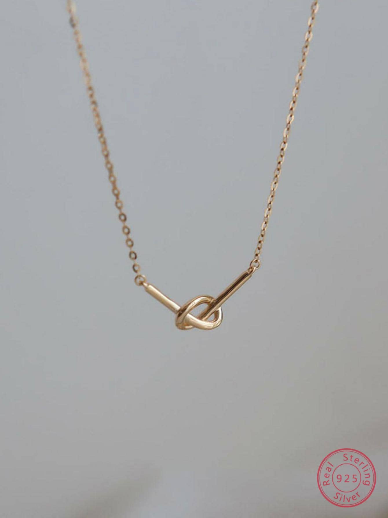 1pc Fashion Sterling Silver Knot Shaped Silver Pendant Necklace For Women For Daily Commute