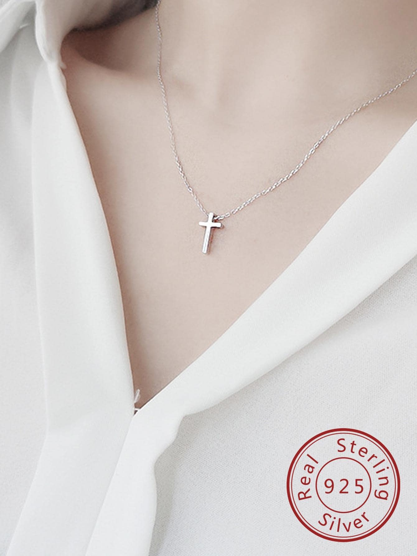 1pc Fashionable Cross Pendant Sterling Silver Necklace For Women For Mother's Day Gift