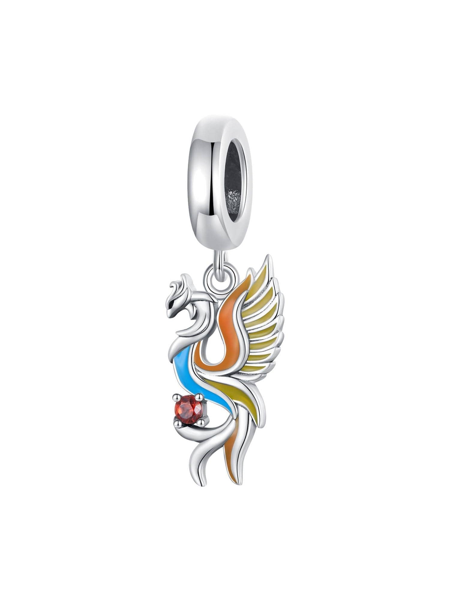 1pc 925 Sterling Silver Colorful Enamel Phoenix Pendant Charms Permanent Bird Hanging Beads For Women Bracelet & Necklace DIY