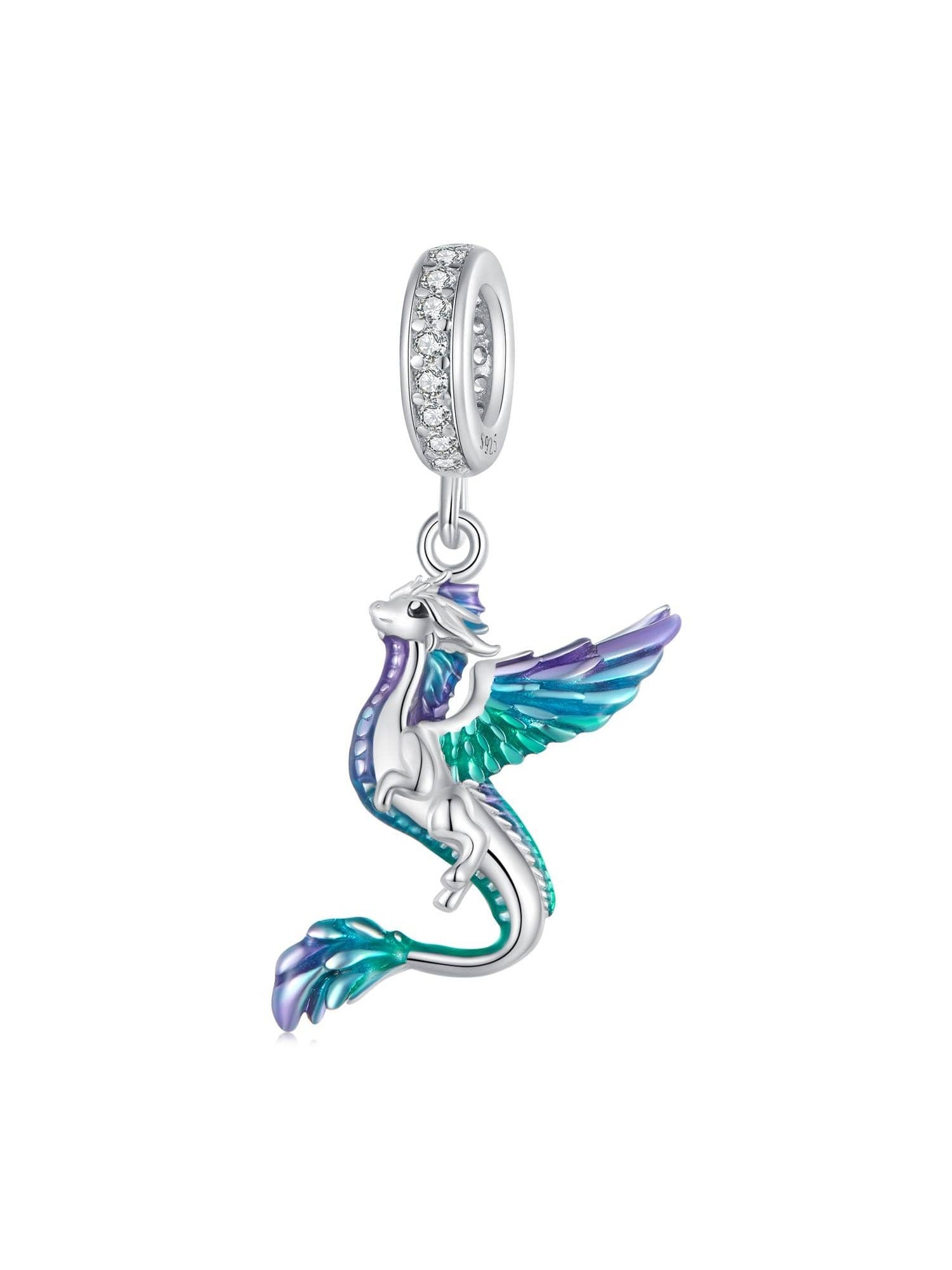 1pc 925 Sterling Silver Colorful Enamel Flying Dragon Pendant Charm for Women Bracelet and Necklace DIY