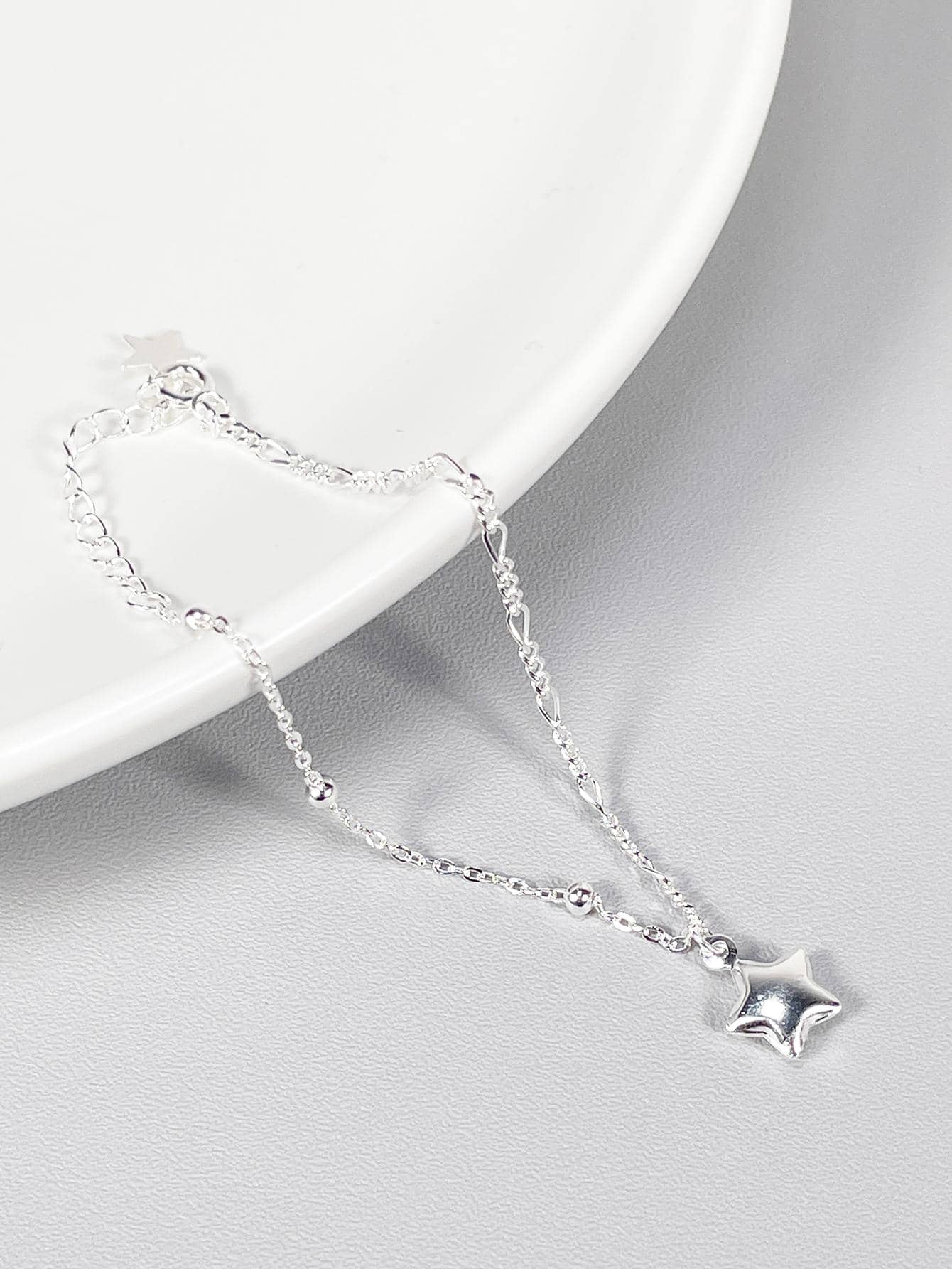 1pc Fashion Sterling Silver Star Charm Chain Necklace For Women For Daily Decoration