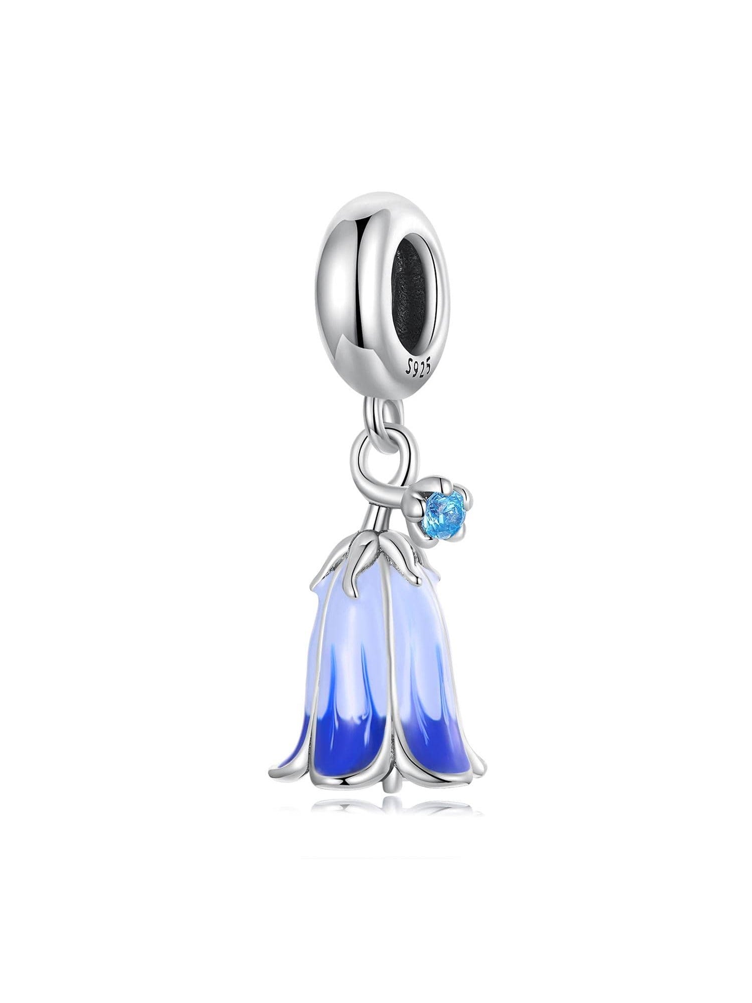 1pc 925 Sterling Silver Blue Harebells Pendant Fit For DIY Making Bracelet & Bangle Butterfly Orchid Charms Fine Jewelry