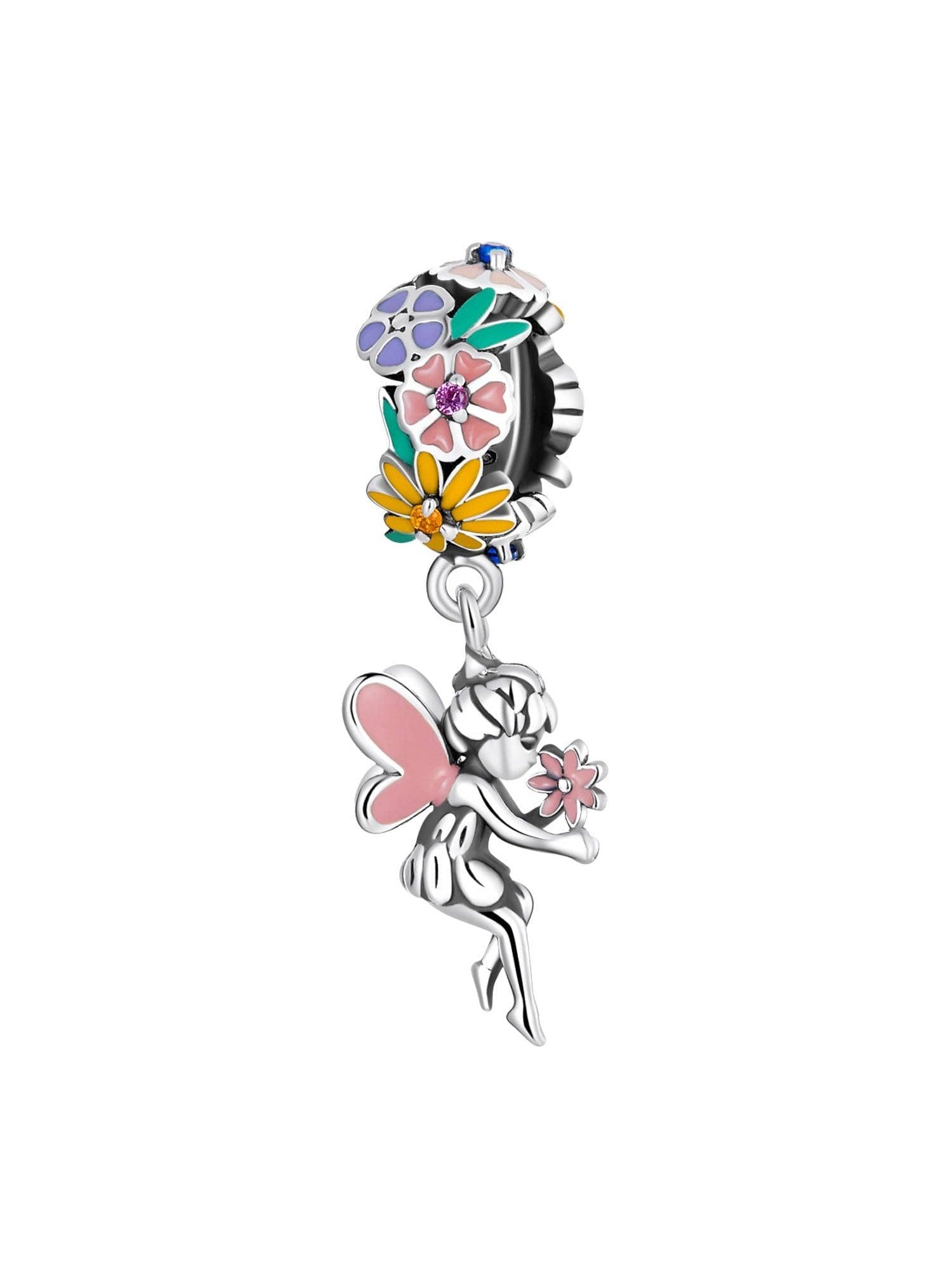 1pc 925 Sterling Silver Colorful Flower Fairy Charm Bead Pendant Fit Original Bracelet Necklace For Women Jewelry