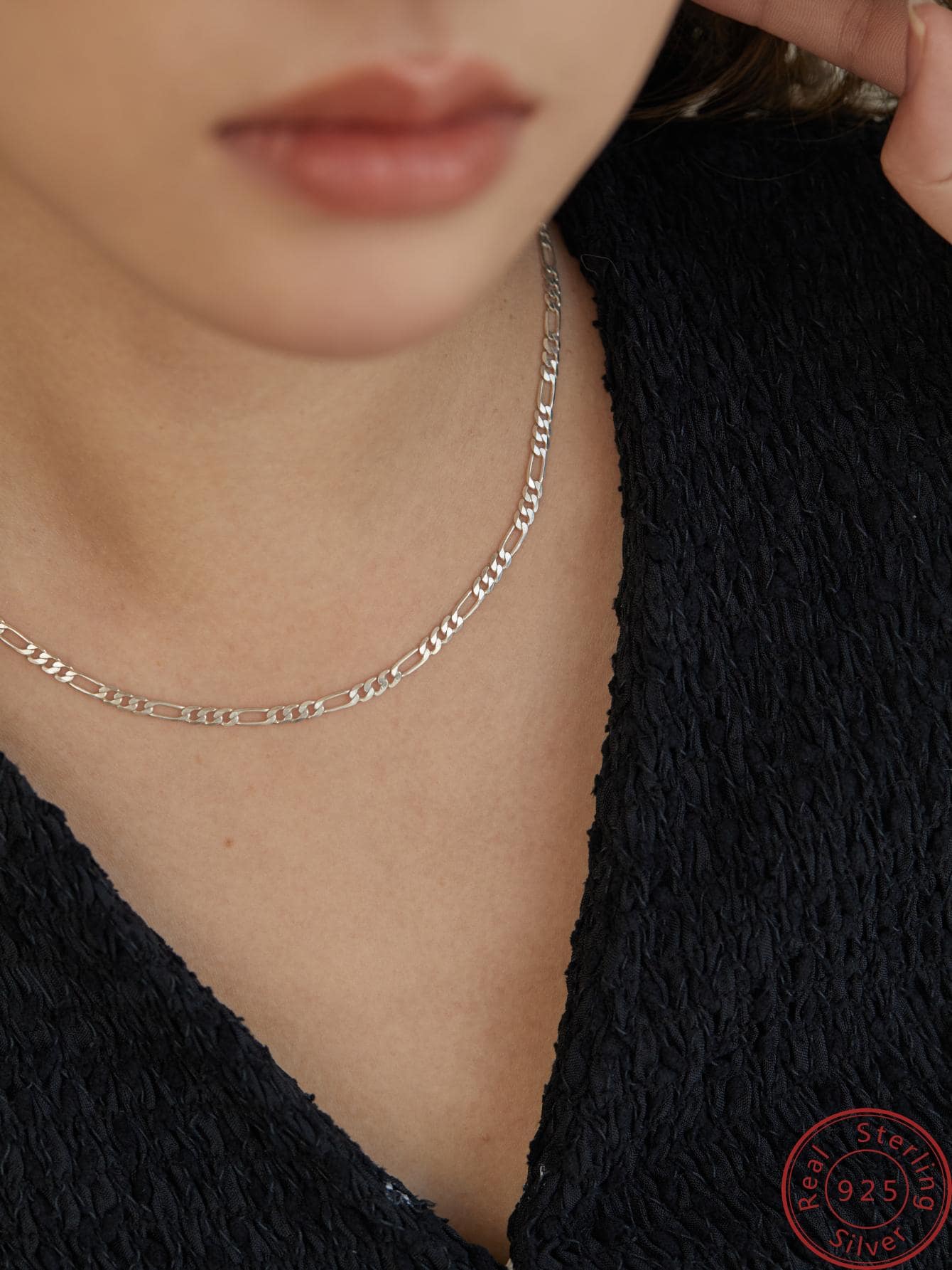 1pc Minimalist Sterling Silver Chain Necklace For Women For Daily Decoration