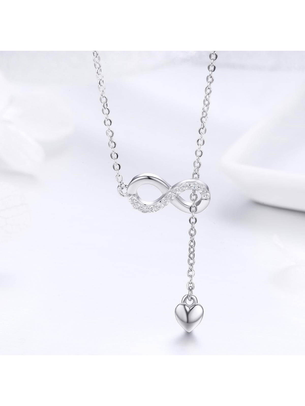 1pc 100% 925 Sterling Silver Infinity Love Pendant Necklaces Forever Love Neck Chain for Women Gift Fine Jewelry