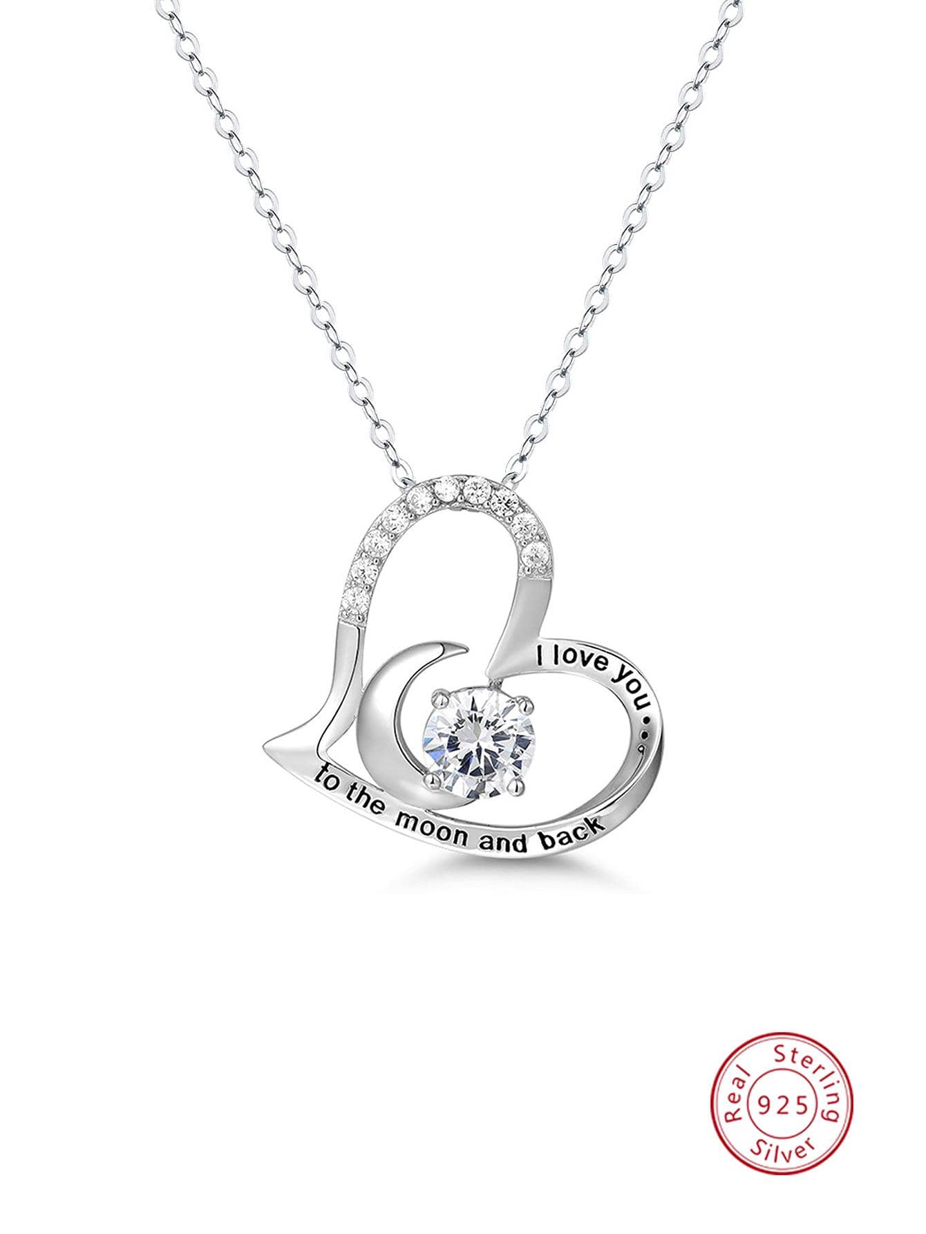 1pc Elegant Cubic Zirconia Decor Heart Sterling Silver Pendant Necklace For Women For Valentine's Day Gift Anniversary Gift