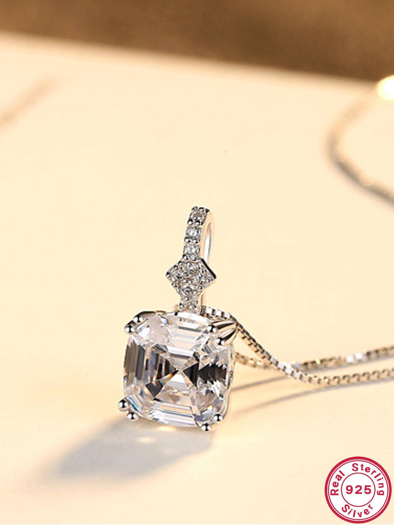 1pc Exquisite Cubic Zirconia Charm Sterling Silver Necklace For Women For Daily Decoration