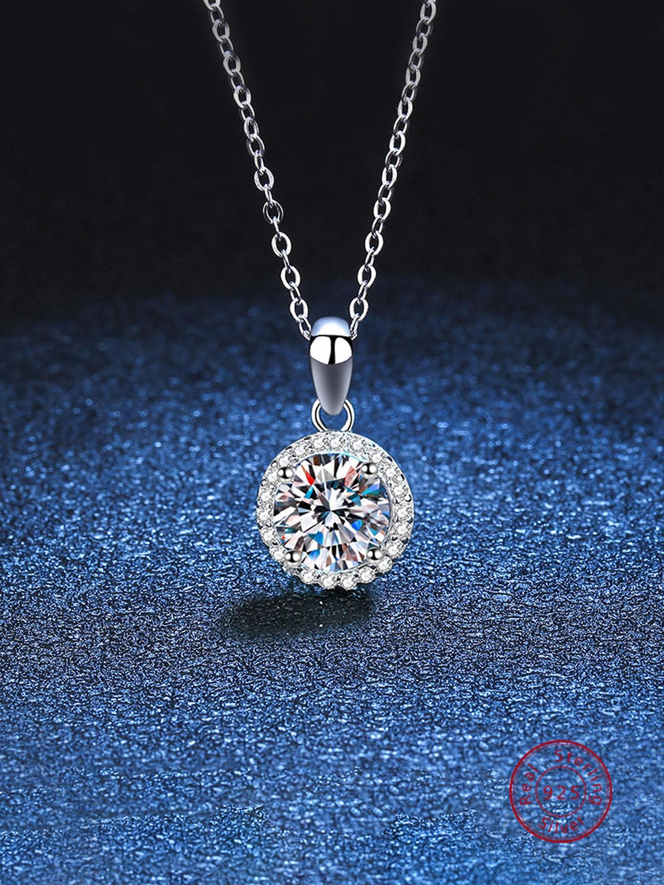 1pc Exquisite Sterling Silver Cubic Zirconia Round Pendant Necklace For Women For Anniversary Gift