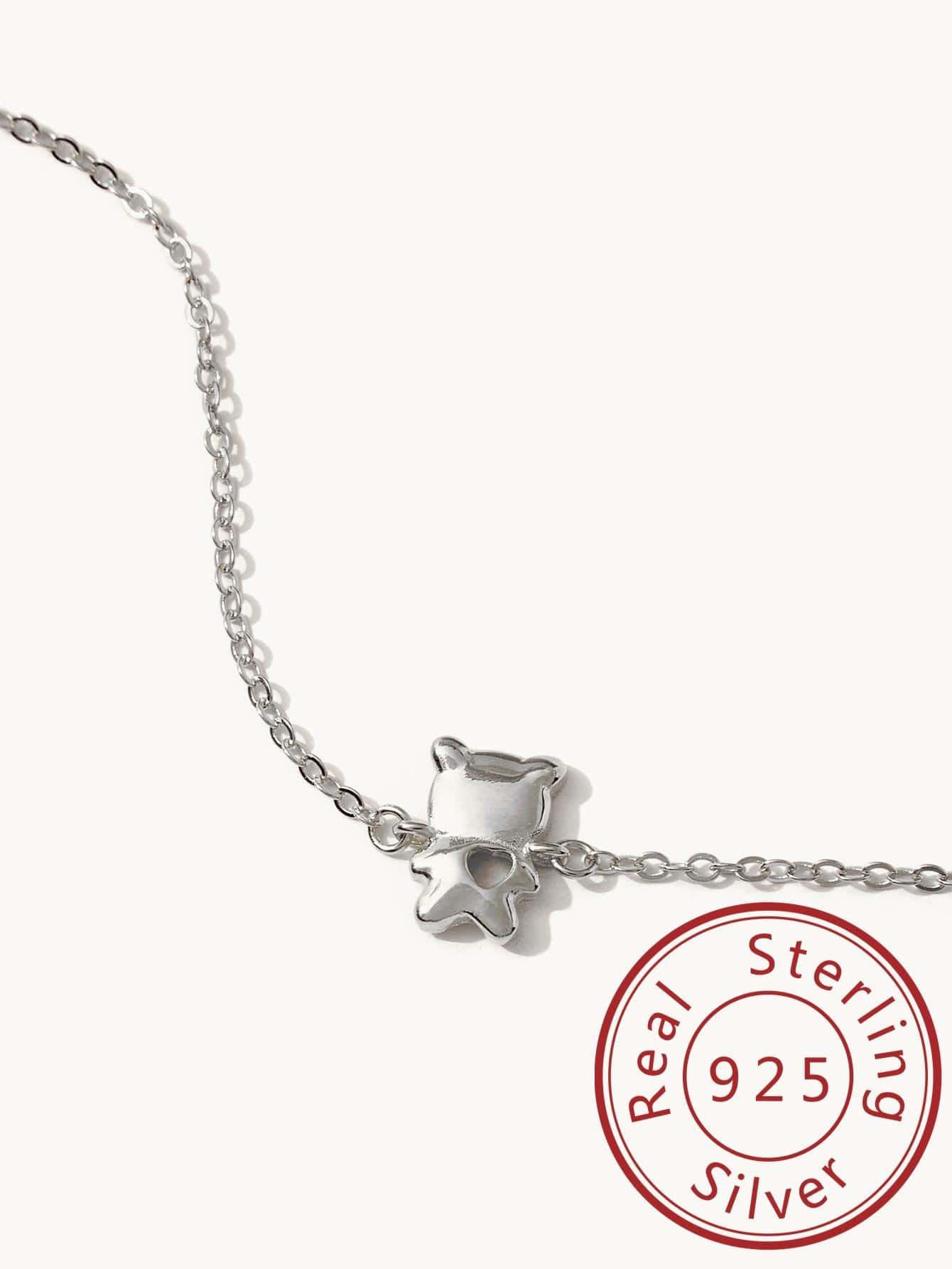 1pc Fashion Bear Decor Sterling Silver Chain Bracelet For Women For Daily Decoration