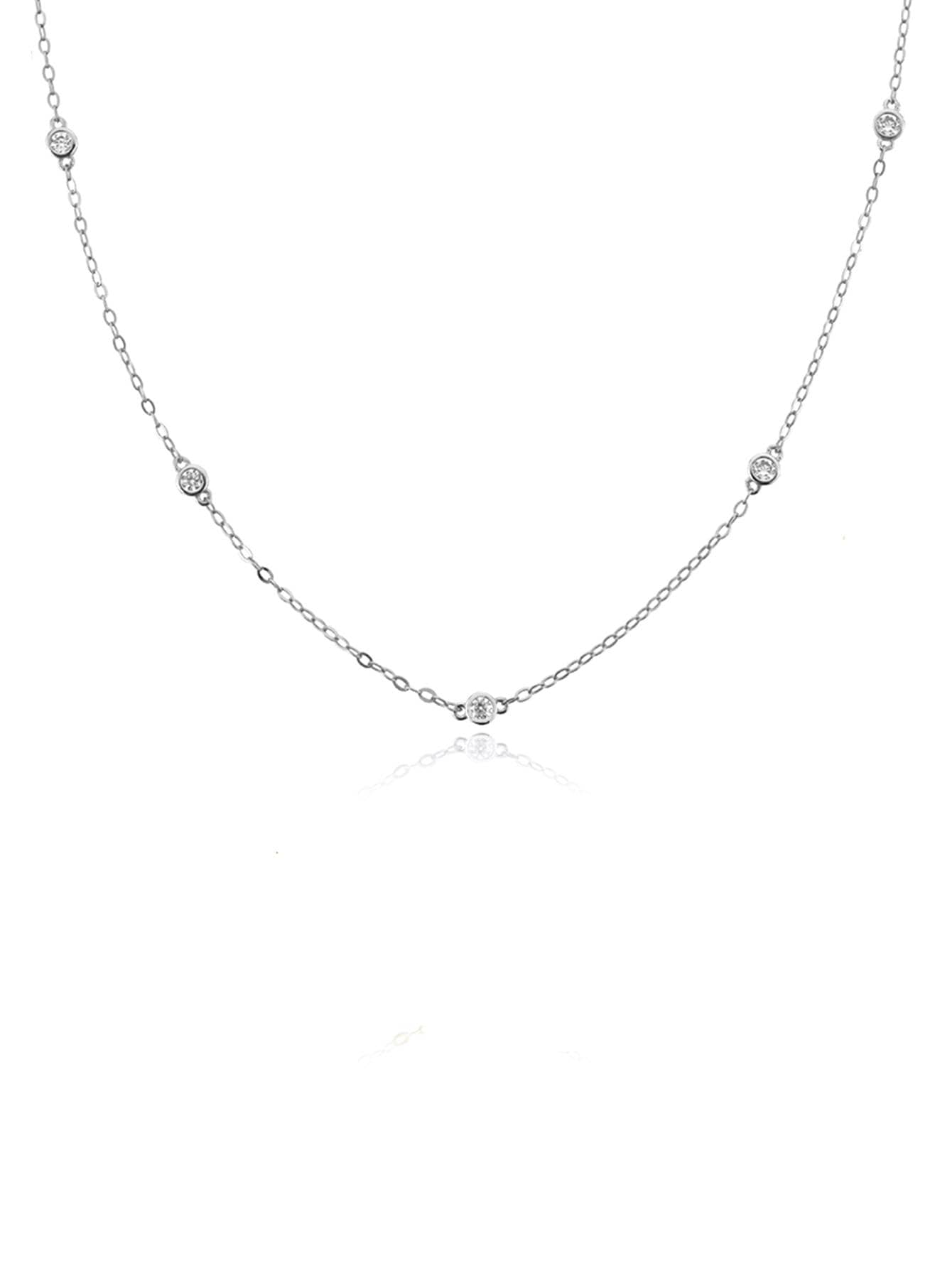 1pc Fashion Cubic Zirconia Decor Sterling Silver Necklace For Women For Gift