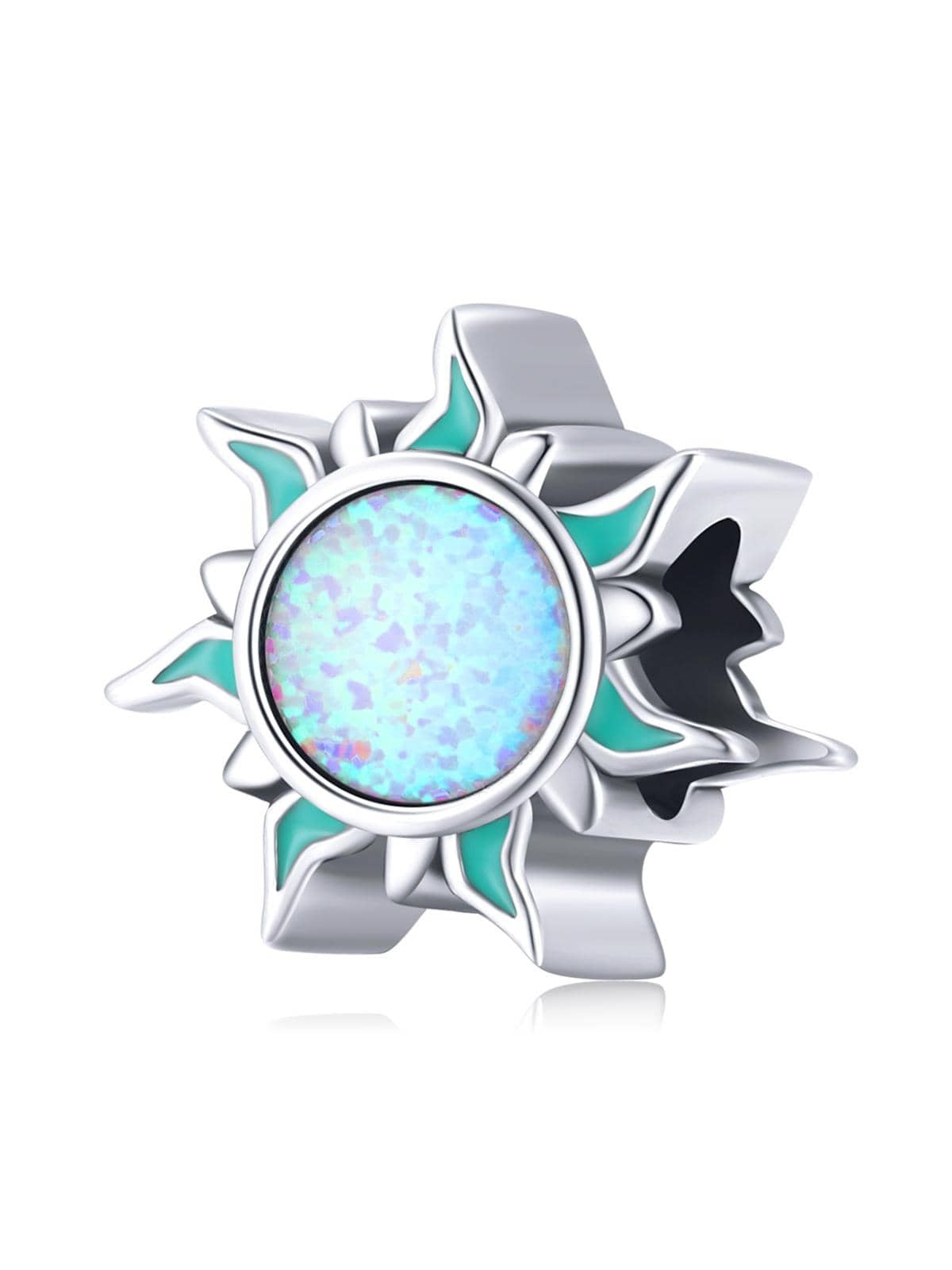 1pc 925 Sterling Silver Opal Sun Charm Bead Enamel Guardian Sun Flower Charm for Original Bracelet Bangle Women DIY Jewelry