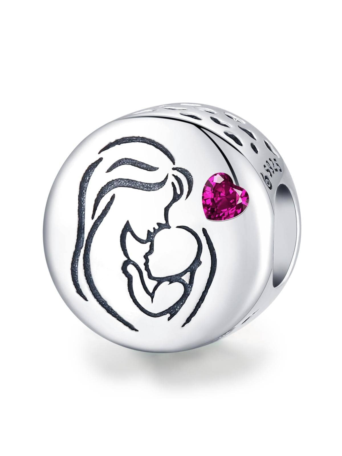 1pc 925 Sterling Silver Family Maternal Love Charm Baby Bead Mom Heart Pendant for Original Bracelet Bangle DIY Jewelry