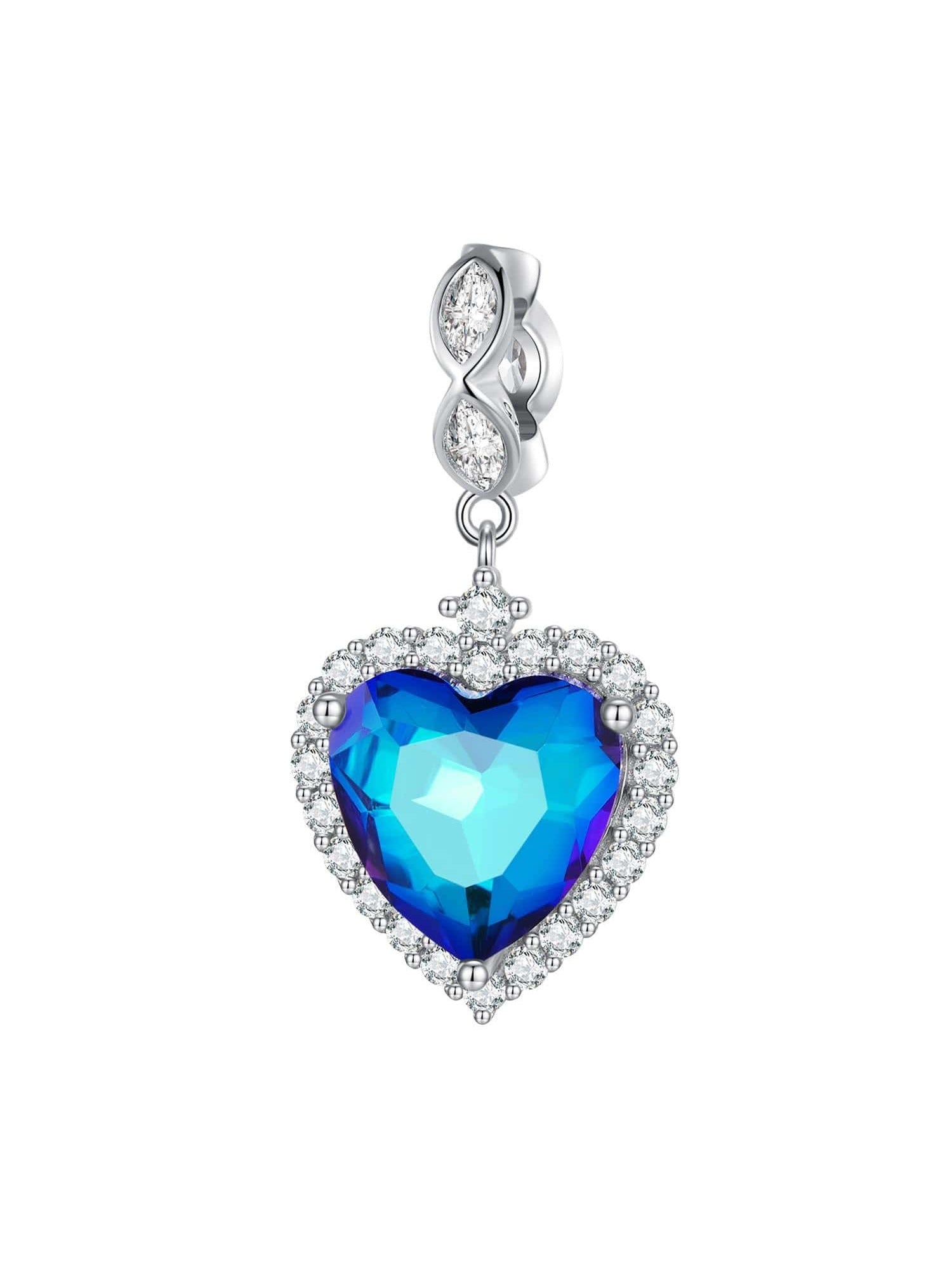 1pc 925 Sterling Silver Blue Heart Hanging Bead Love Pendant Charms For Women Bracelet DIY Fine Jewelry