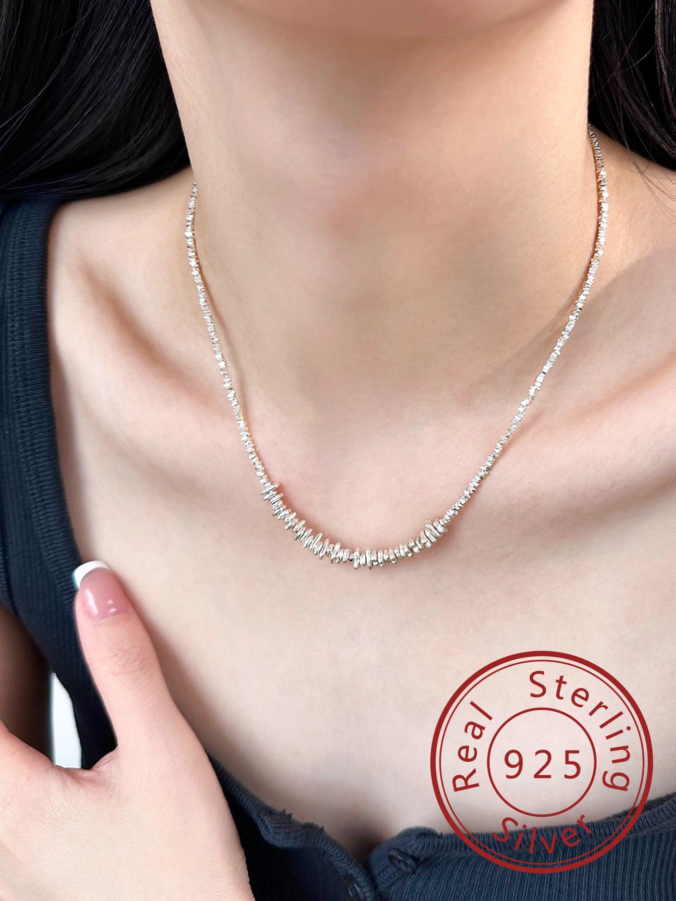 1pc Minimalist Sterling Silver Chain Necklace For Women For Daily Decoration