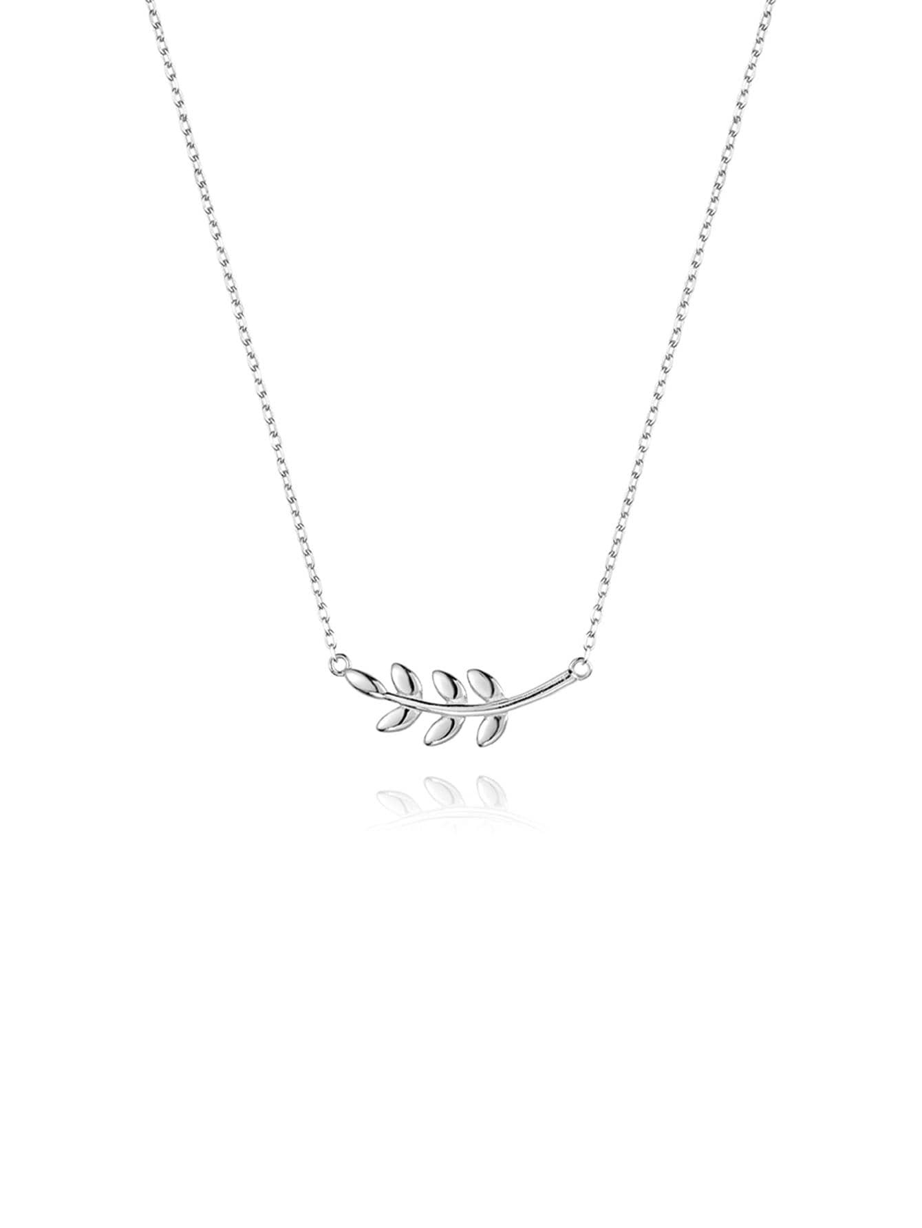 1pc Minimalist Leaf Decor Sterling Silver Pendant Necklace For Women For Daily Decoration