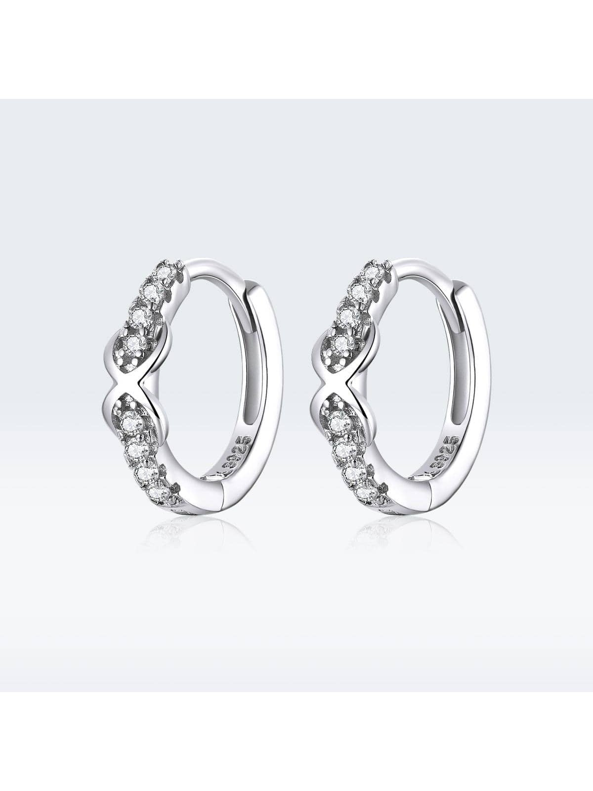 1pair 100% Pure 925 Sterling Silver Jewelry Infinite Love Hoop Earrings for Women Luxury Engagement Statement Jewelry