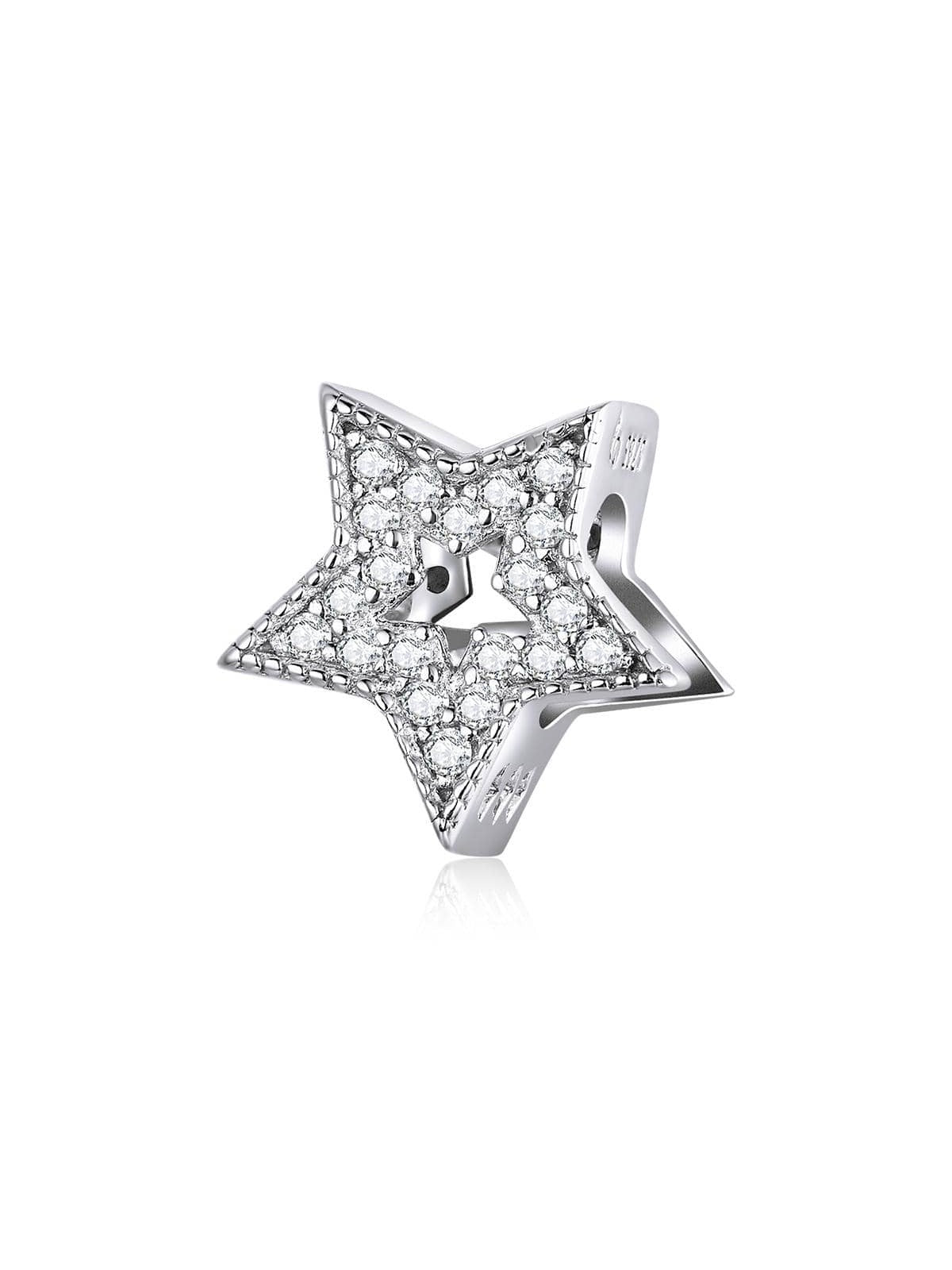 1pc Dazzling Cubic Zirconia Star Charm 925 Sterling Silver Shiny Star Bead Pendant Fit Original Bracelet Wedding Jewelry Gift