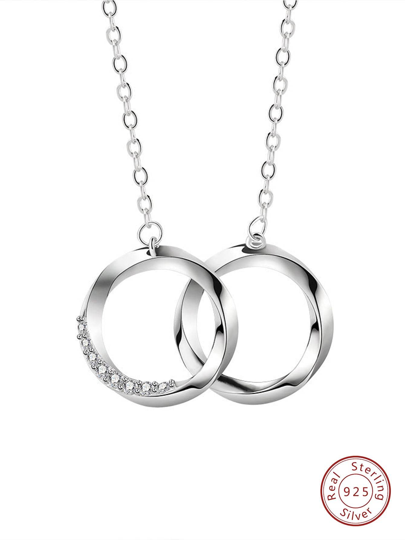 1pc Fashion Circle Charm Silver Necklace For Women For Gift