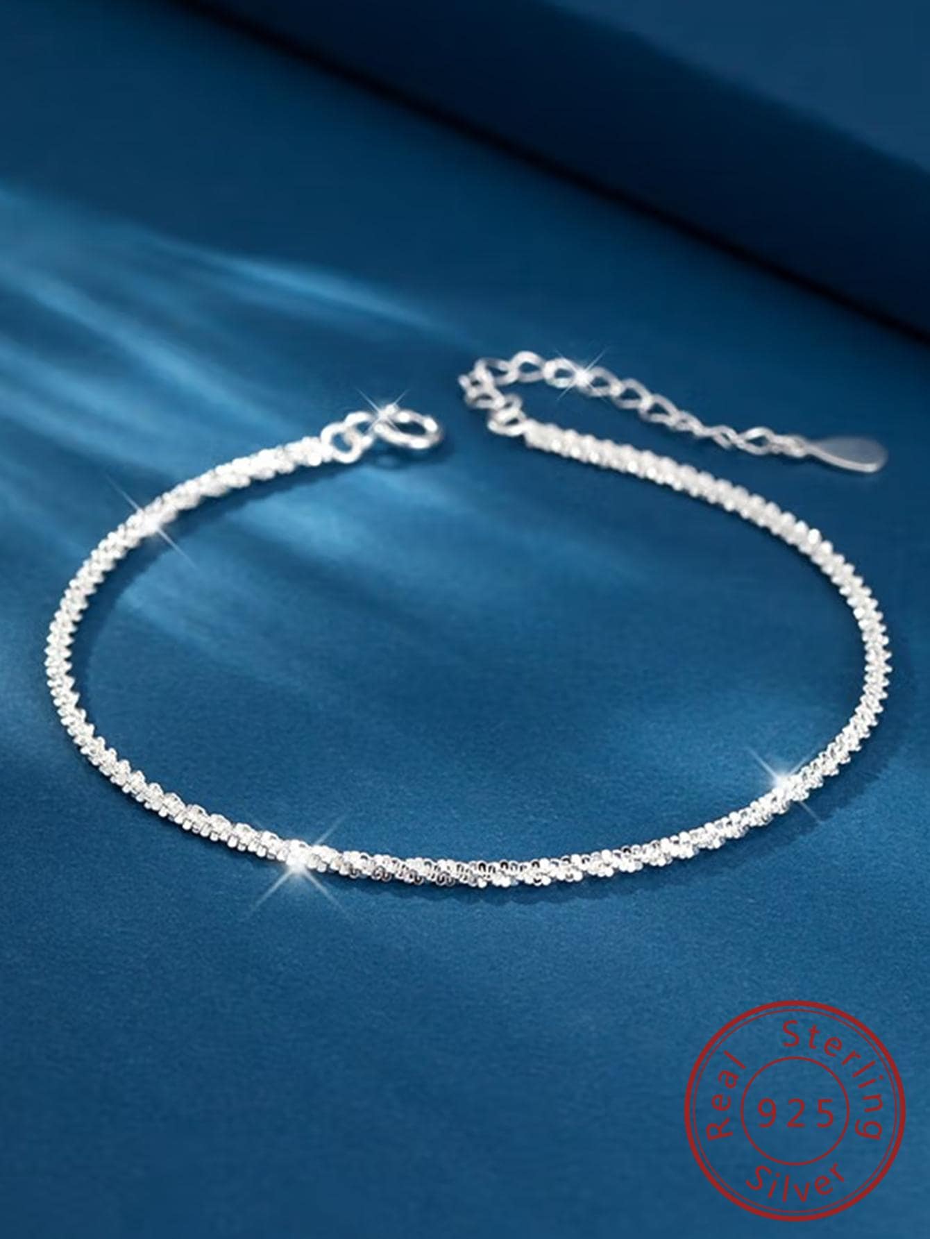 Cubic Zirconia Decor Sterling Silver Chain Necklace