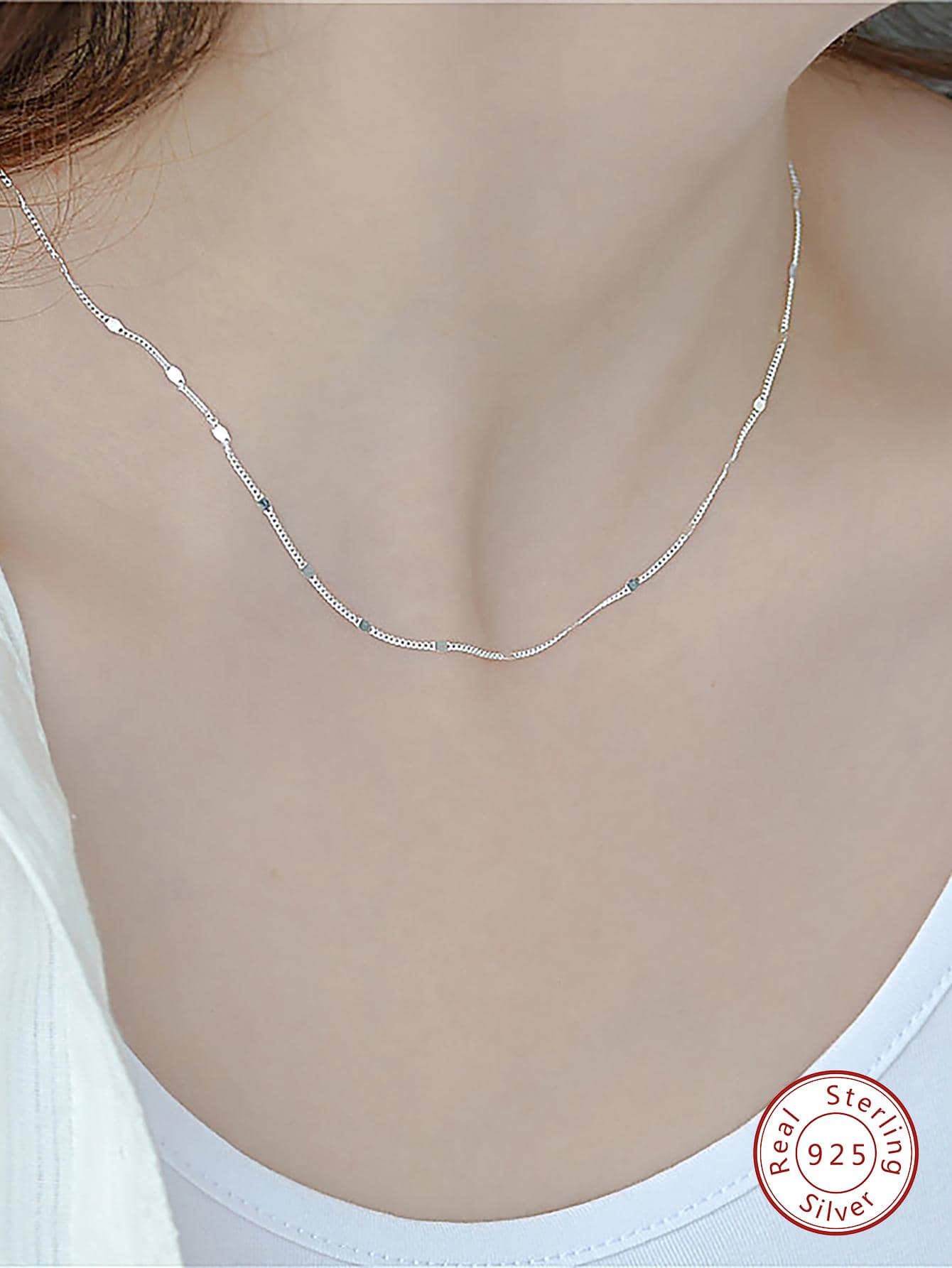 Minimalist Sterling Silver Chain Necklace-Silver-1