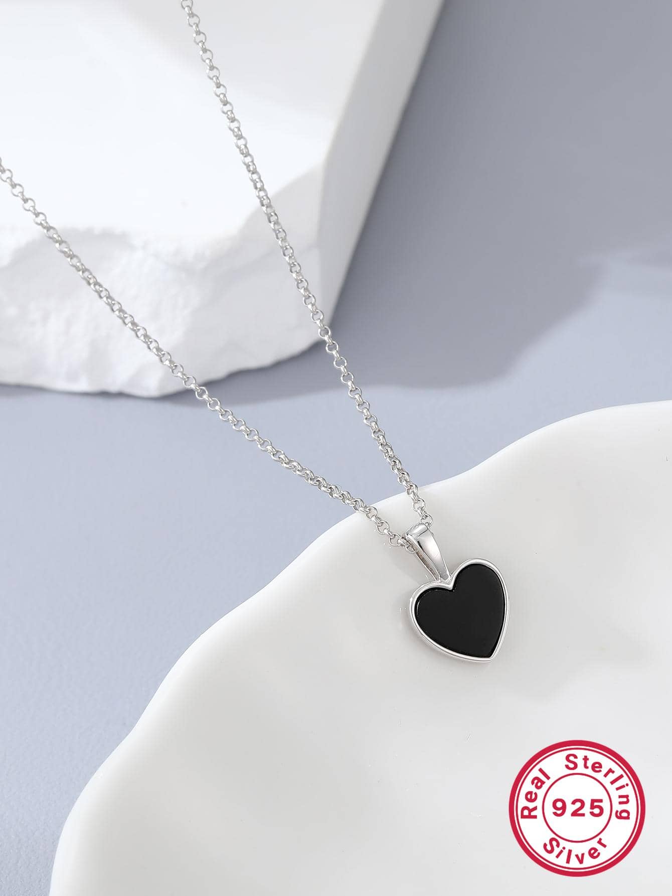 1pc Fashion Heart Pendant Sterling Silver Necklace For Women For Gift