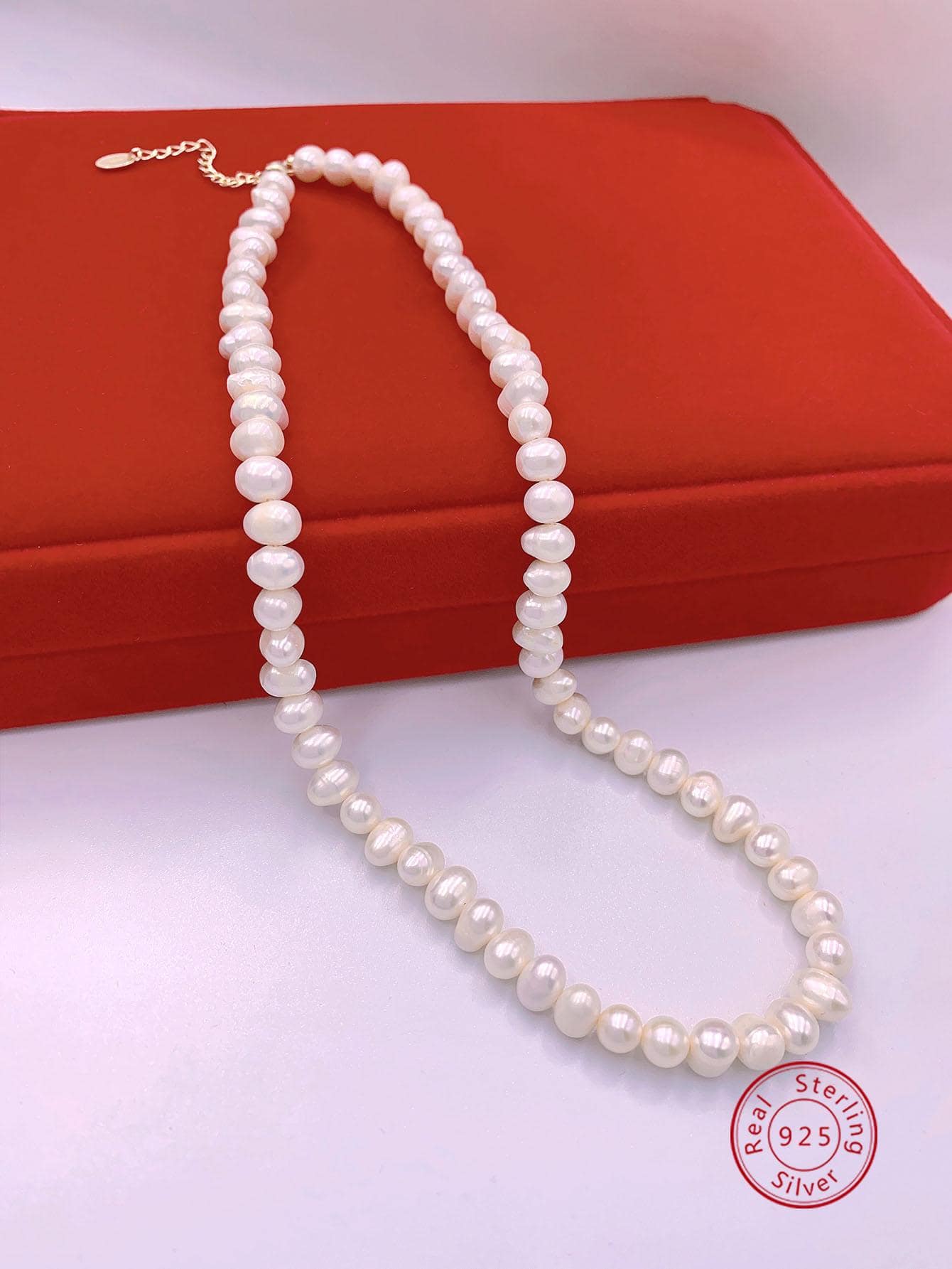 1pc Elegant Cultured Pearl Decor Beaded Necklace For Women For Anniversary Gift