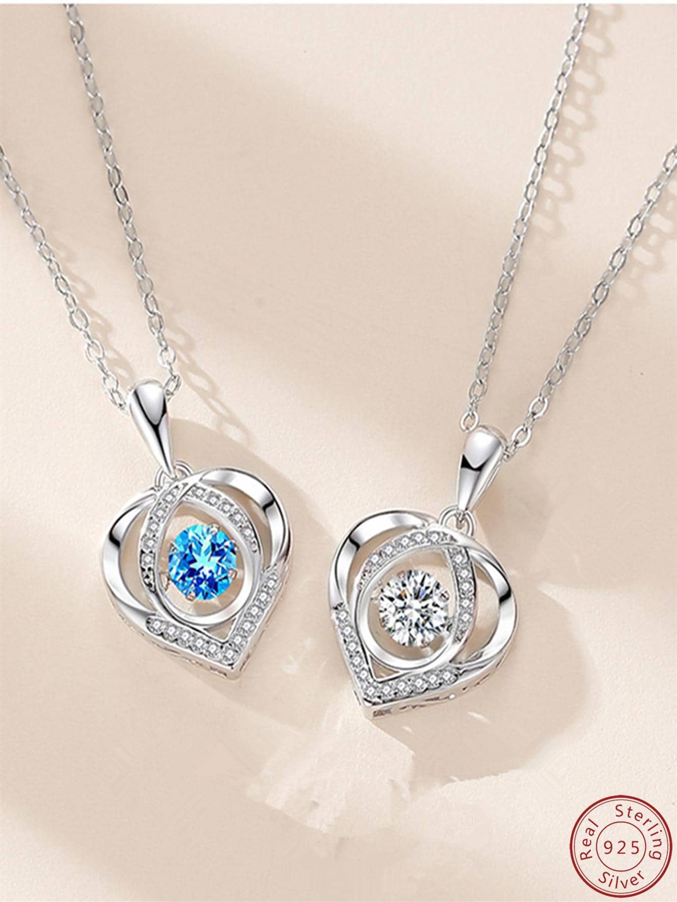 1pc Fashionable Cubic Zirconia Decor Heart Pendant Necklace For Women For Daily Decoration