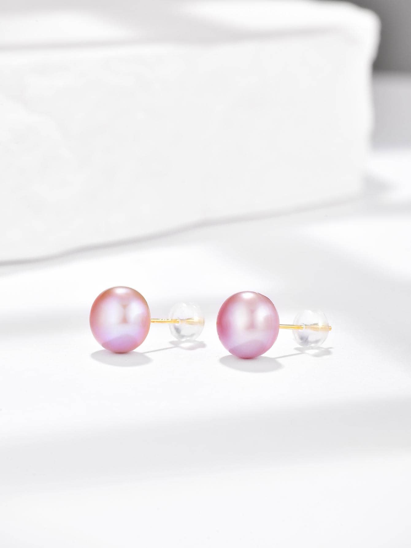 2pcs Cultured Pearl Decor Sterling Silver Stud Earrings