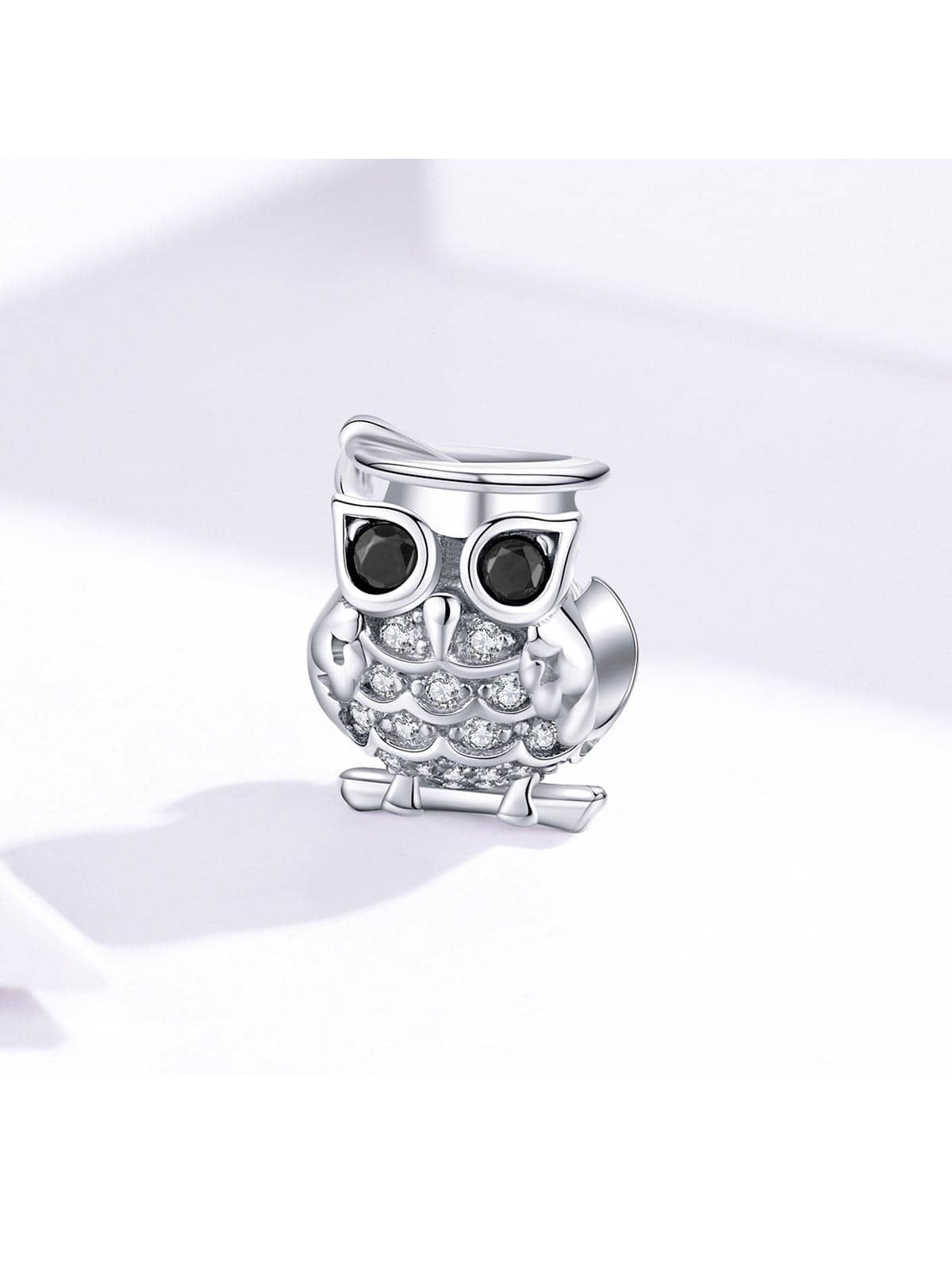 1pc 925 Sterling Silver Owl Animal Charm for Original Snake Bracelet Clear Cubic Zirconia Women Jewelry Anniversary Gifts