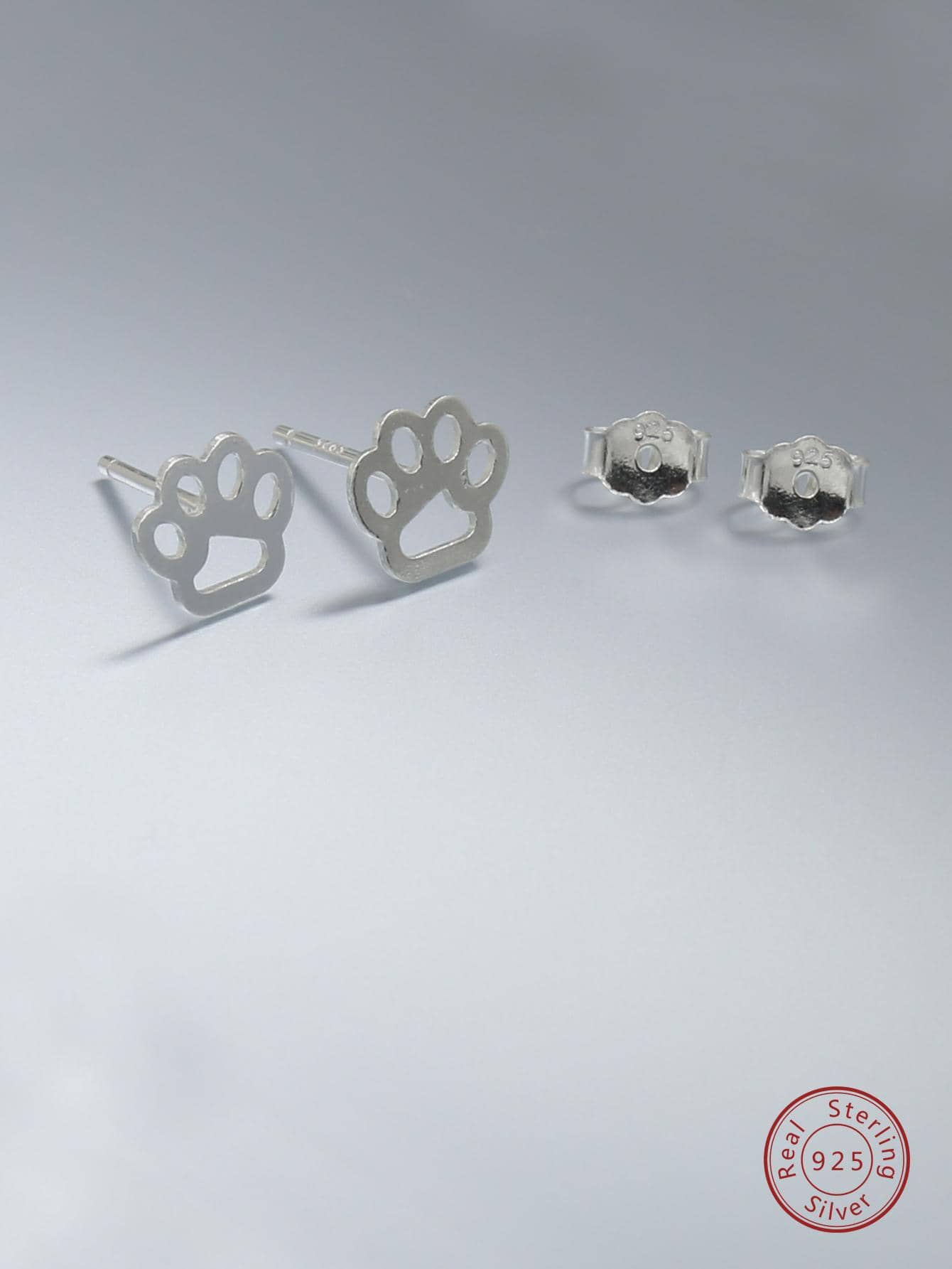 Sterling Silver Paw Stud Earrings