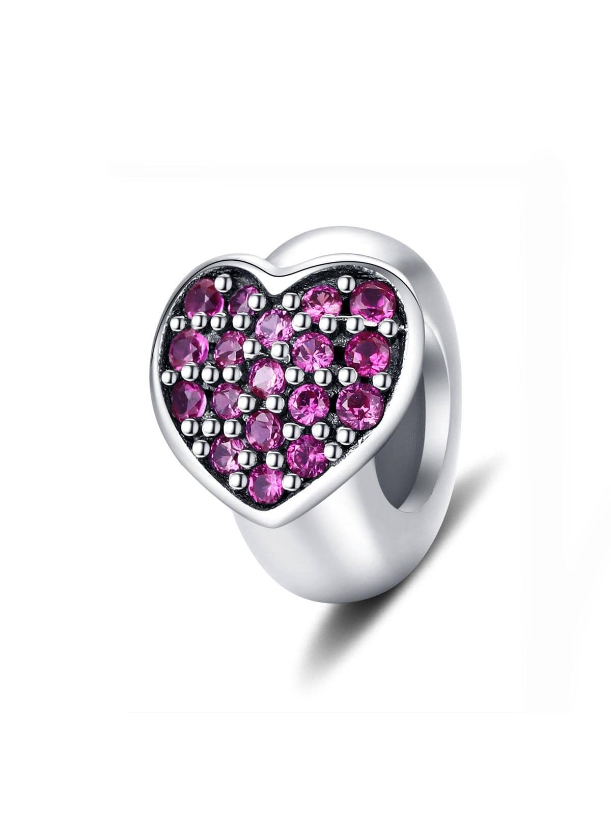 1pc 925 Sterling Silver Heart Silicone Spacer Beads Cubic Zirconia Stopper Fit Original Bracelet Charms Jewelry Making