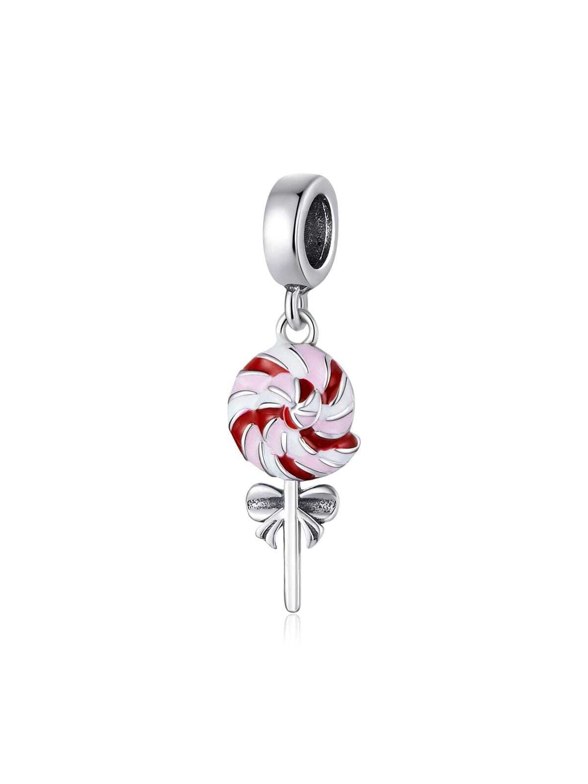 1pc Lollipop Pendant Sterling Silver Color Enamel Lollipop Charms For Original Bracelets Necklaces Jewelry Making