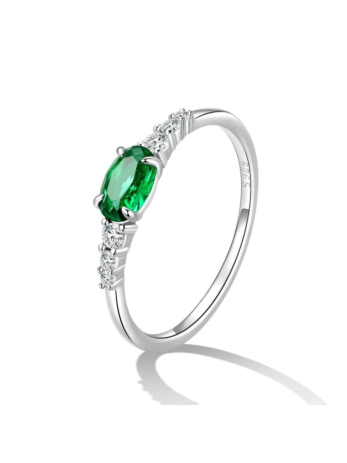 1pc 925 Sterling Silver Simple Gemstone Ring for Women Green Cubic Zirconia Ring Fine Jewelry Wedding Bridal Wedding Gift