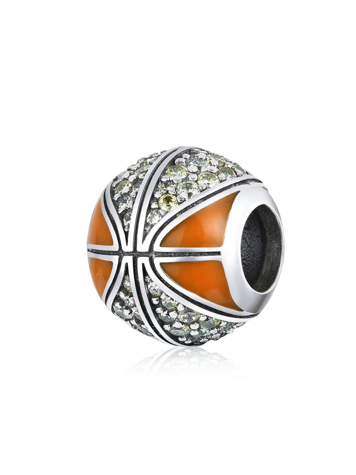 1pc Basketball Charm Sterling Silver Cubic Zirconia Round Sports Bead Fit Original Bracelet Pendant DIY Necklace Jewelry Gift