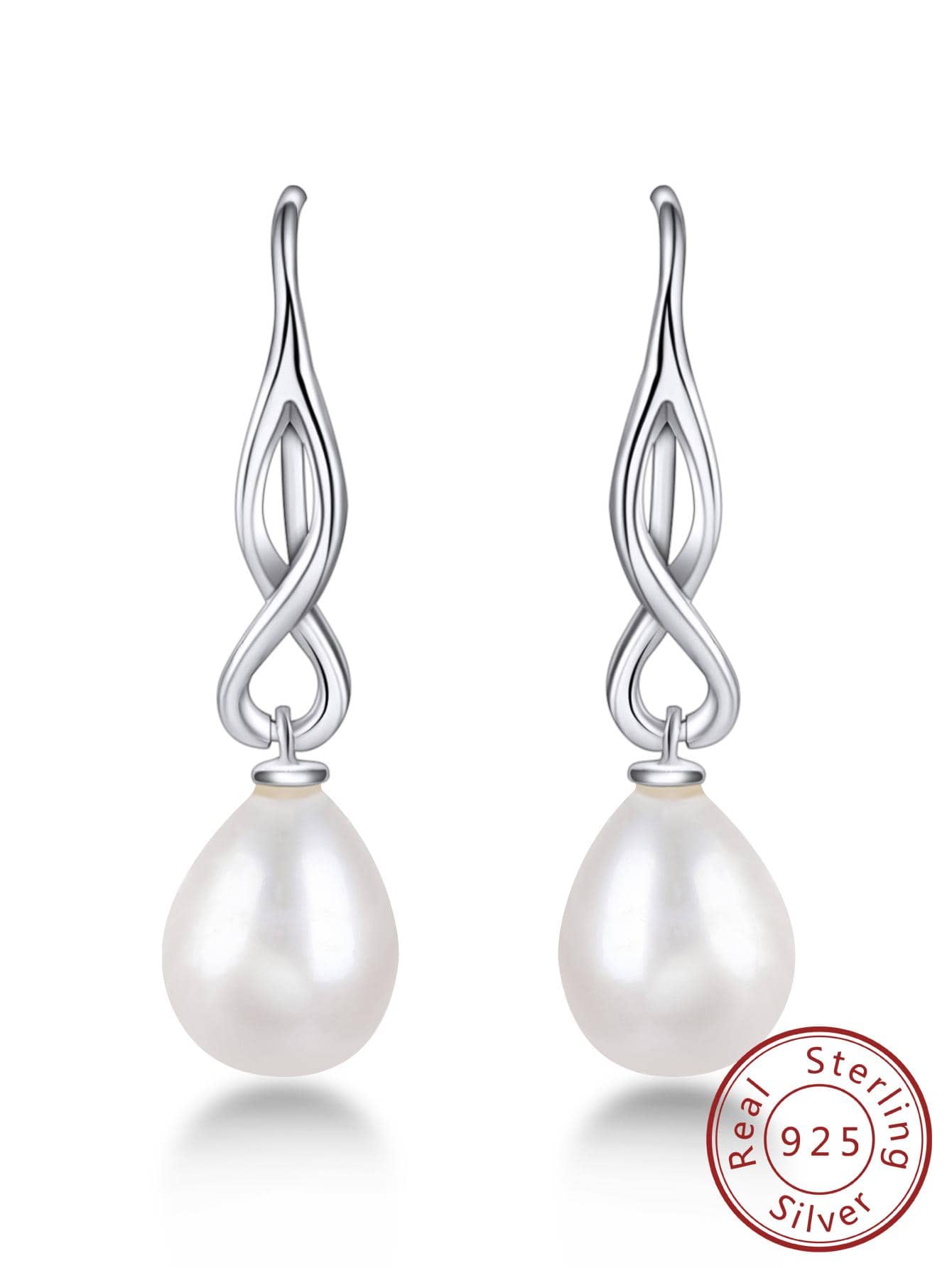 1pair Elegant Cultured Pearl Decor Sterling Silver Drop Earrings For Women For Anniversary Gift