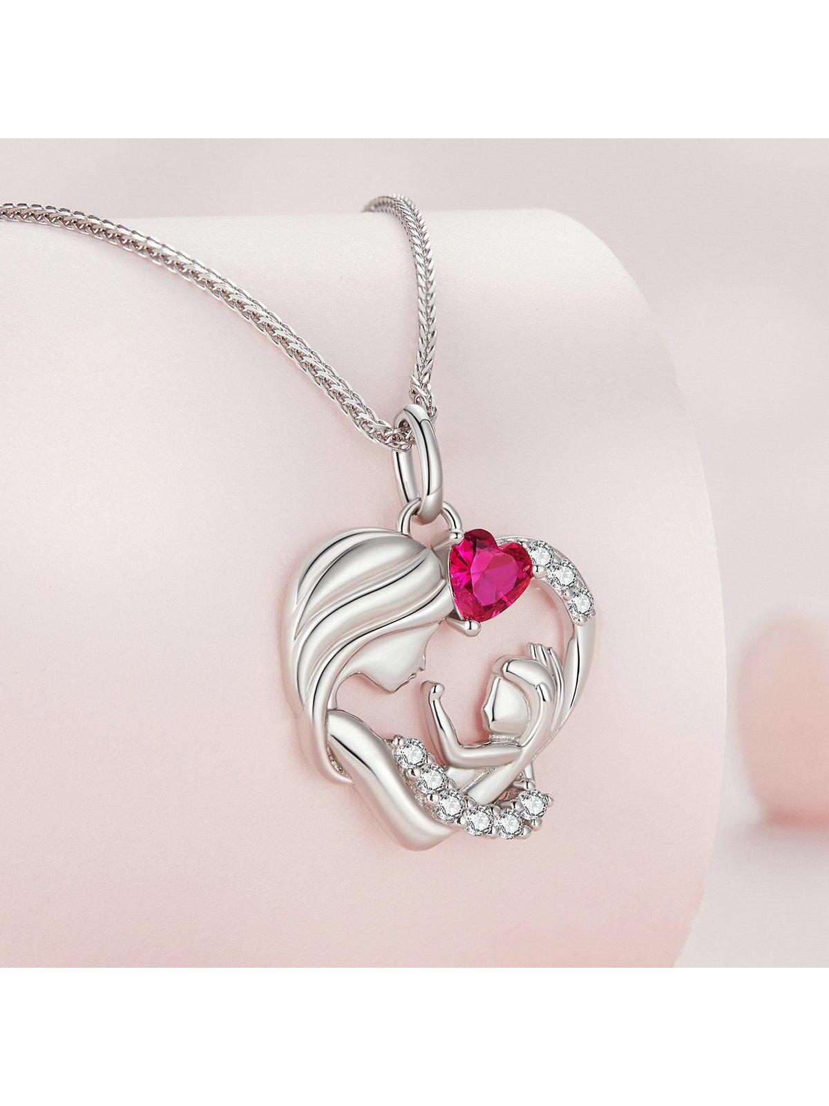 1pc 925 Sterling Silver Mother and Child Pendant Necklace for Women Mother's Day Birthday Fine Jewelry Gift