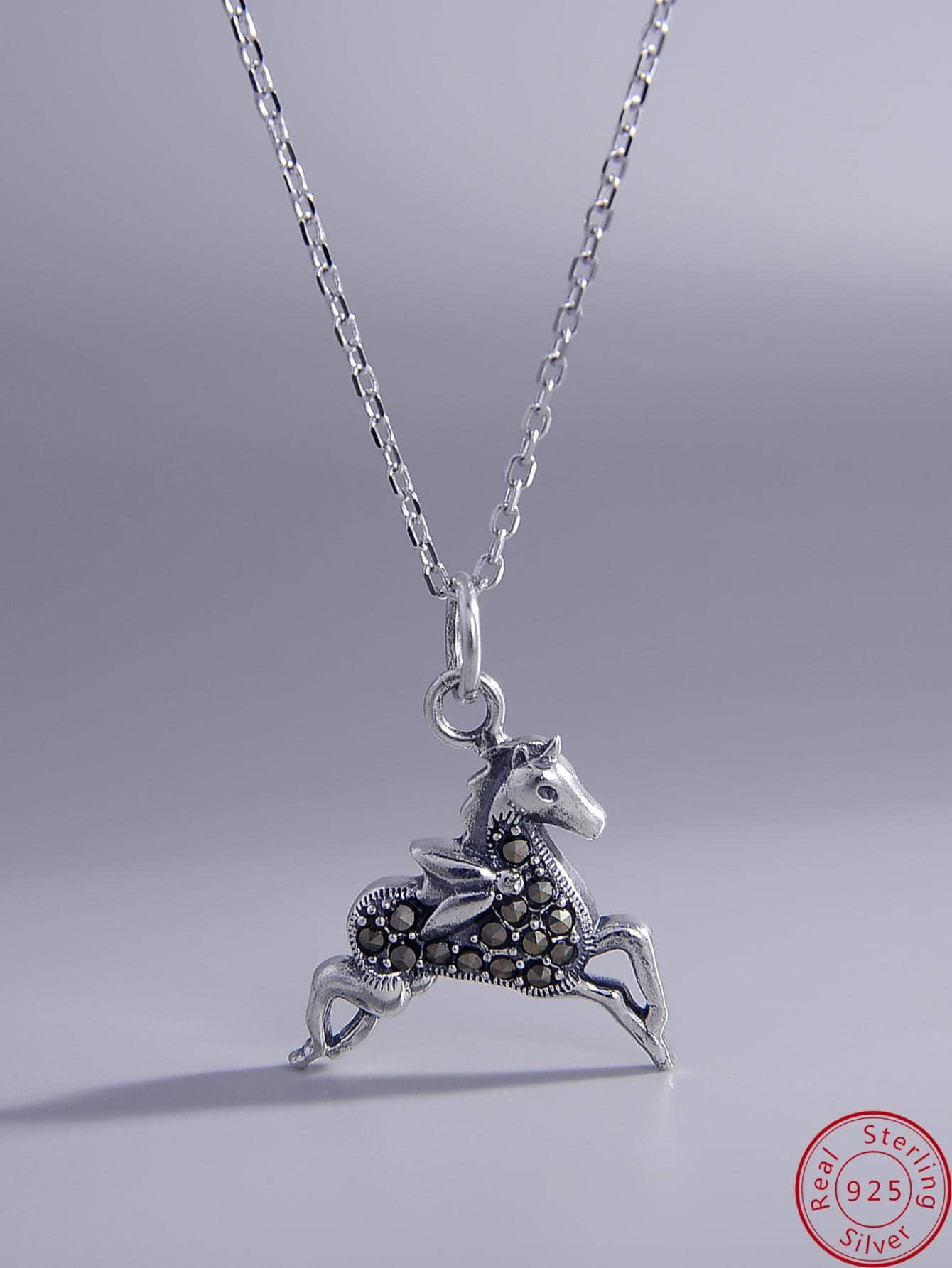 1pc Fashion Sterling Silver Horse Silver Pendant Necklaces For Women For Birthday Gift