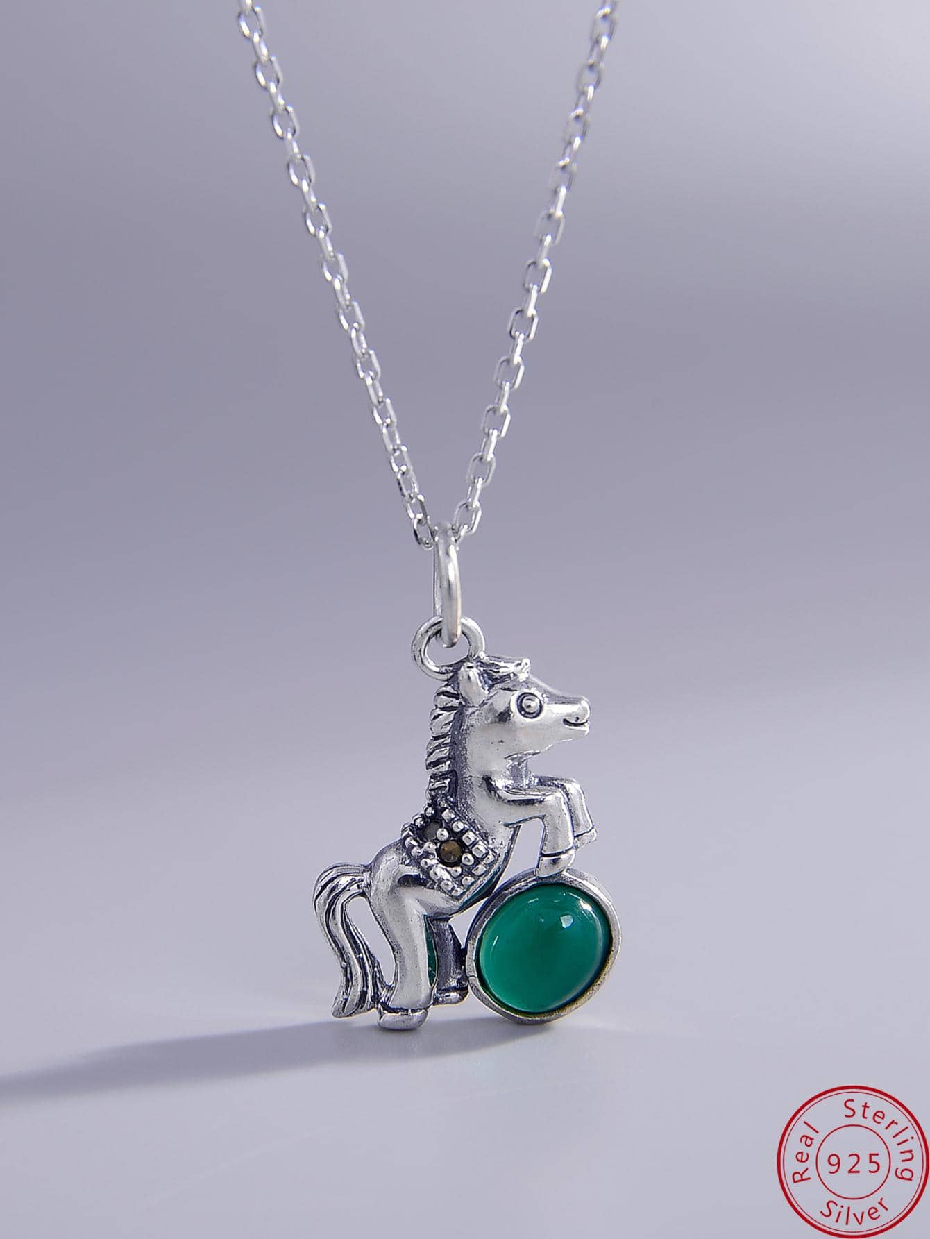 1pc Fashion Sterling Silver Horse Silver Pendant Necklaces For Women For Birthday Gift