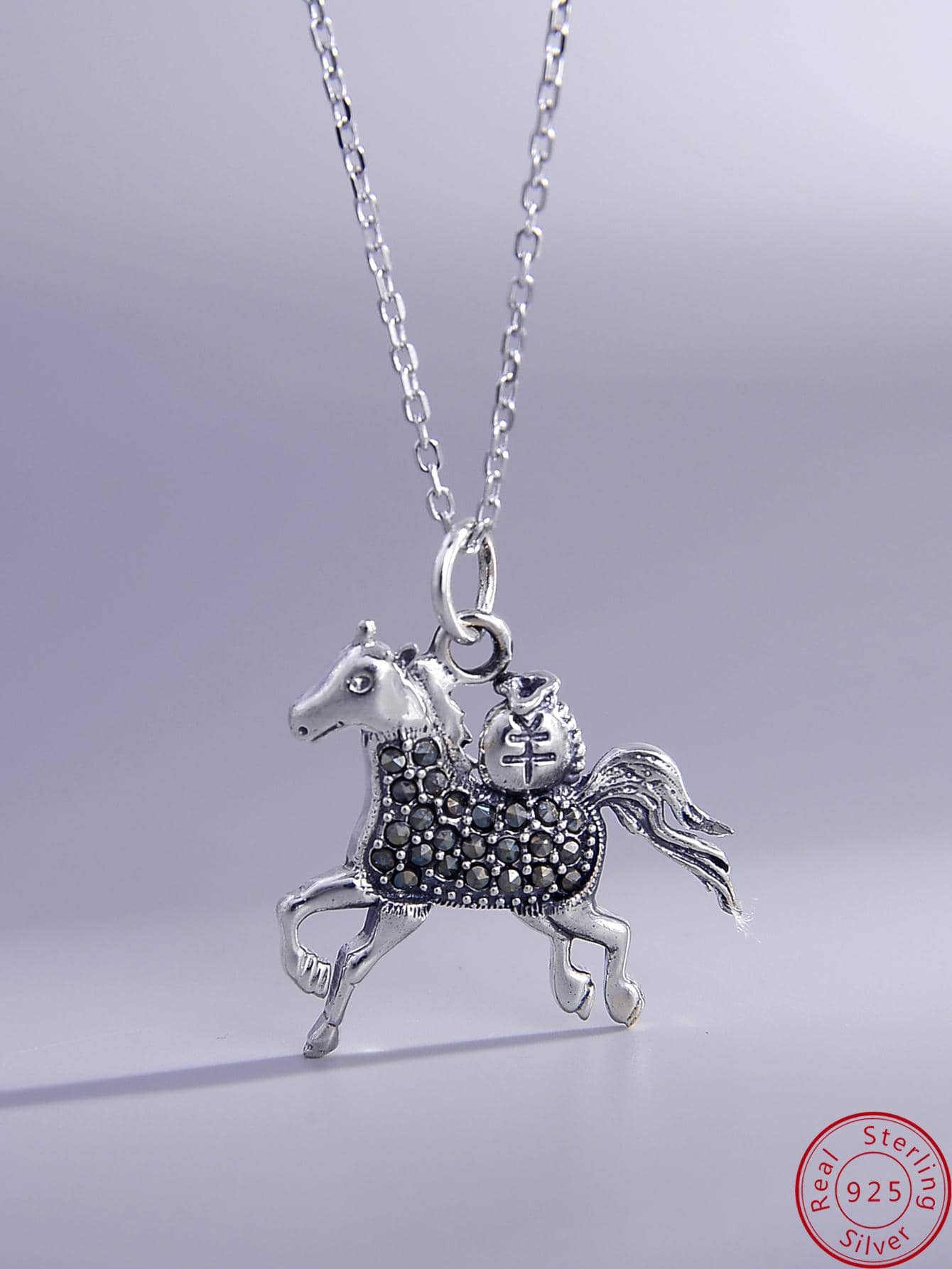 1pc Fashion Sterling Silver Horse Silver Pendant Necklaces For Women For Birthday Gift