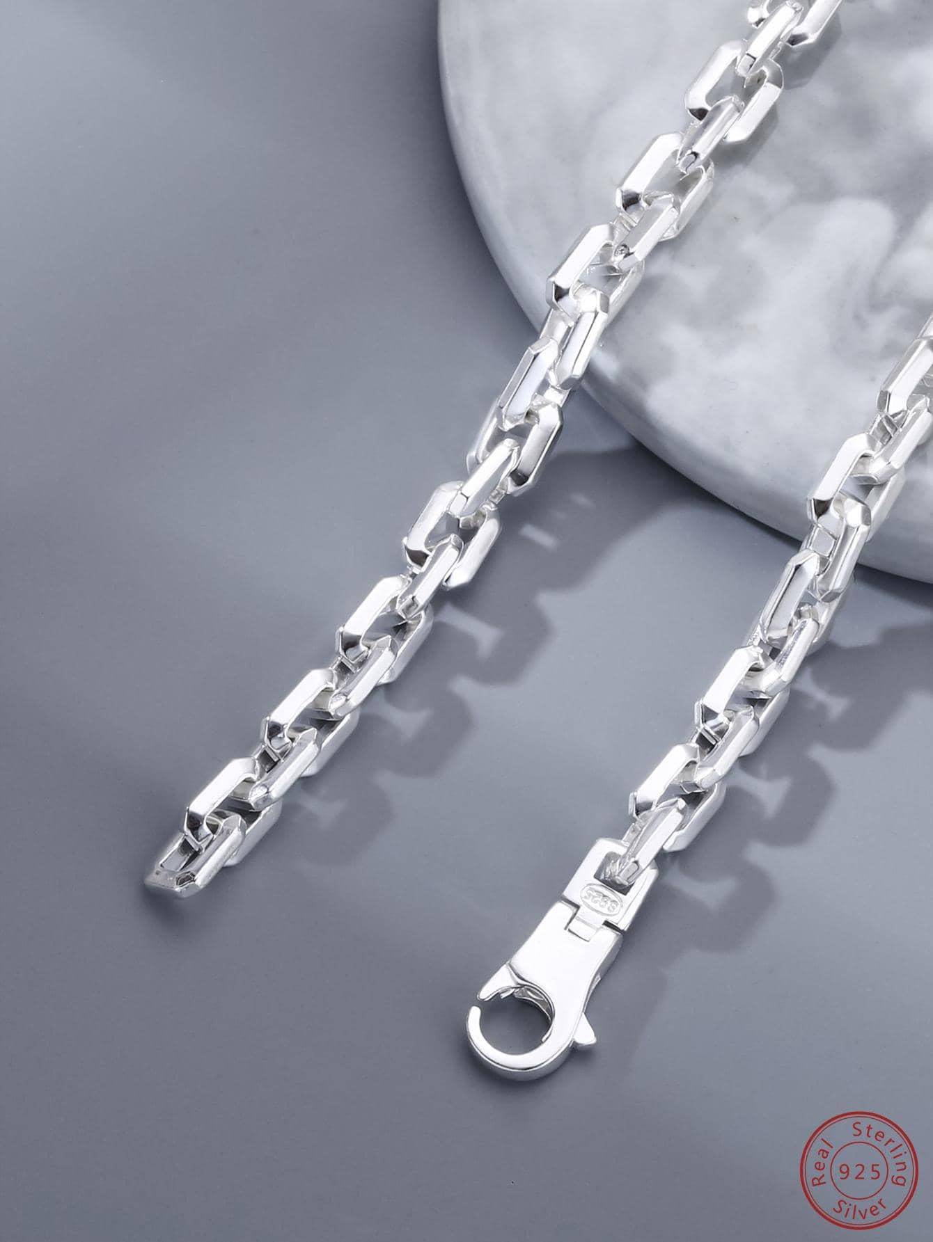 1pc Men Minimalist Sterling Silver Chain Necklace