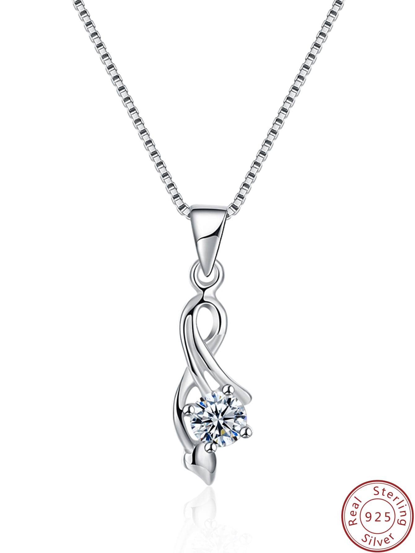 1pc Fashion Sterling Silver Cubic Zirconia Decor Silver Pendant Necklace For Women For Party