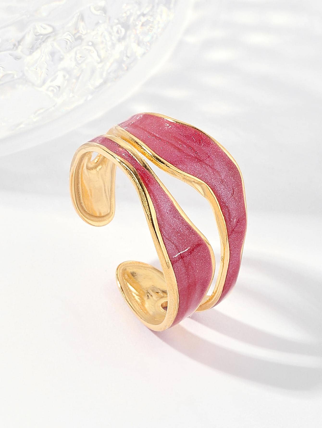 Two Tone Cuff Ring-Burgundy-1