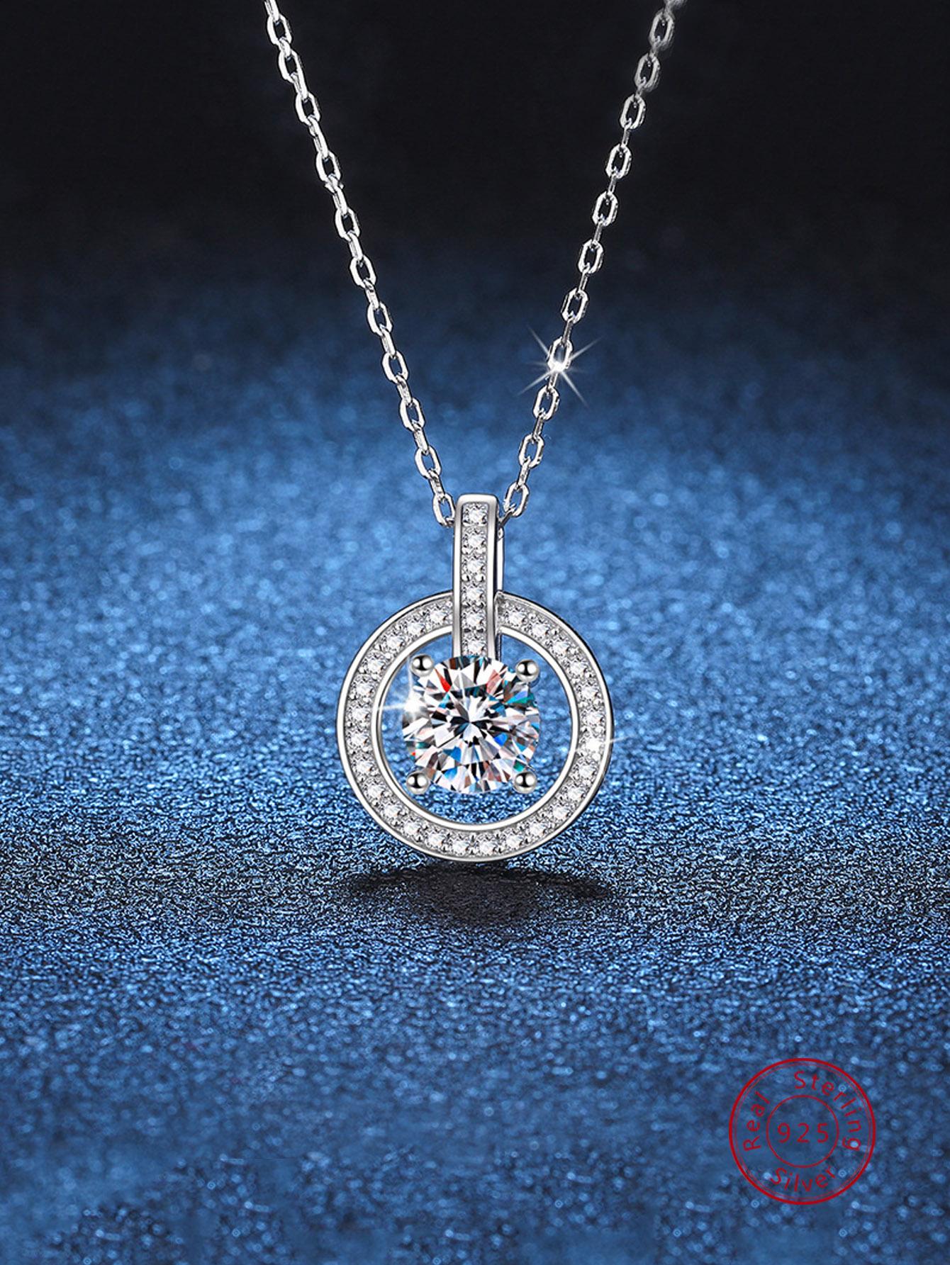 1pc Luxury Sterling Silver Cubic Zirconia Pendant Necklace For Women For Party