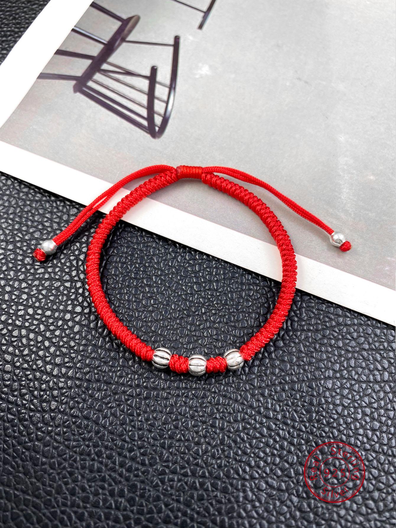 1pc Fashion Bead Decor Sterling Silver Bracelet For Women For Gift