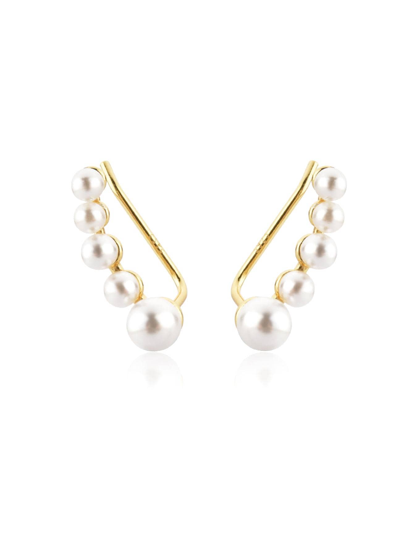 1pair Elegant Faux Pearl Decor Sterling Silver Ear Cuffs For Women For Party