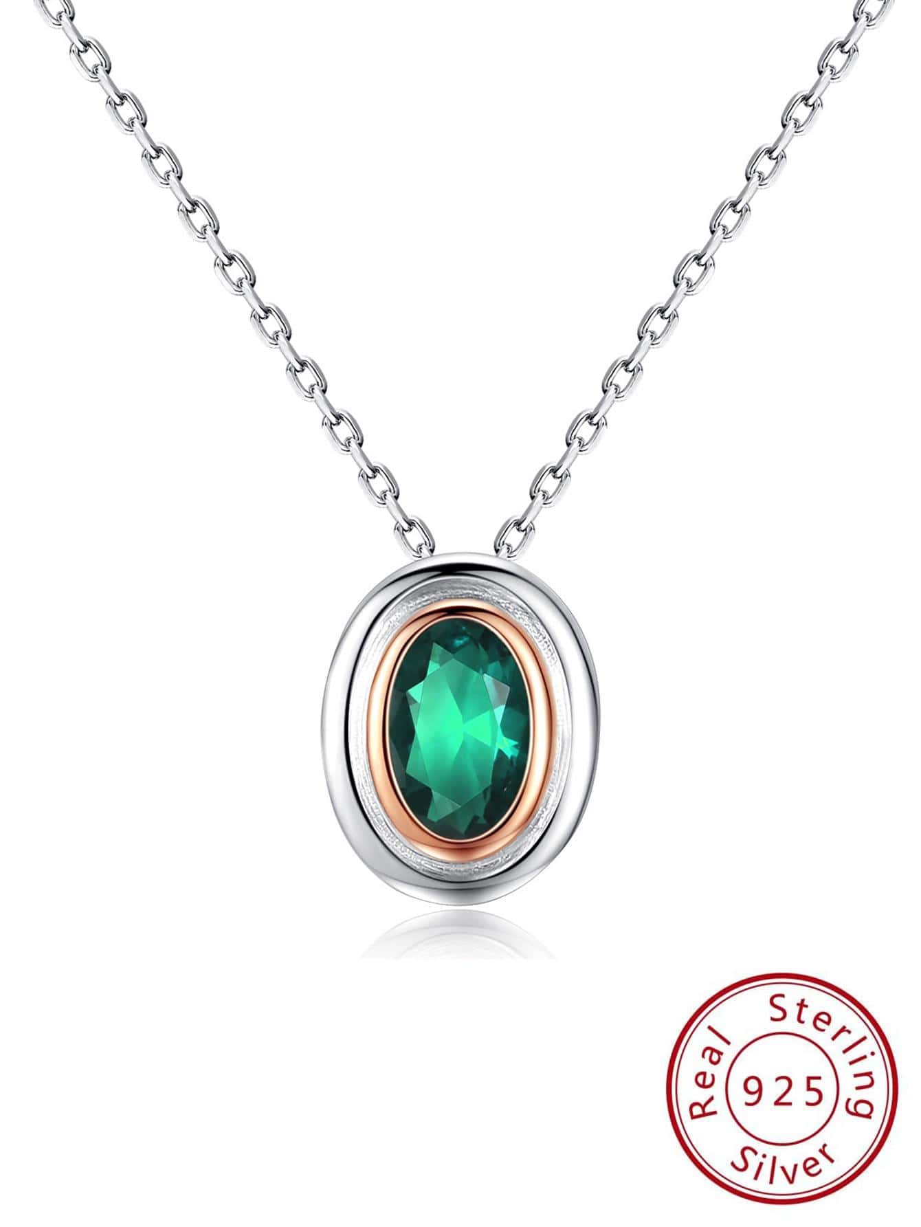 1 PC Gorgeous Oval Pendant Necklace 925 Sterling Silver Sparkling Green Zirconia Pendant Wedding Anniversary Jewelry Women Birthday Gift