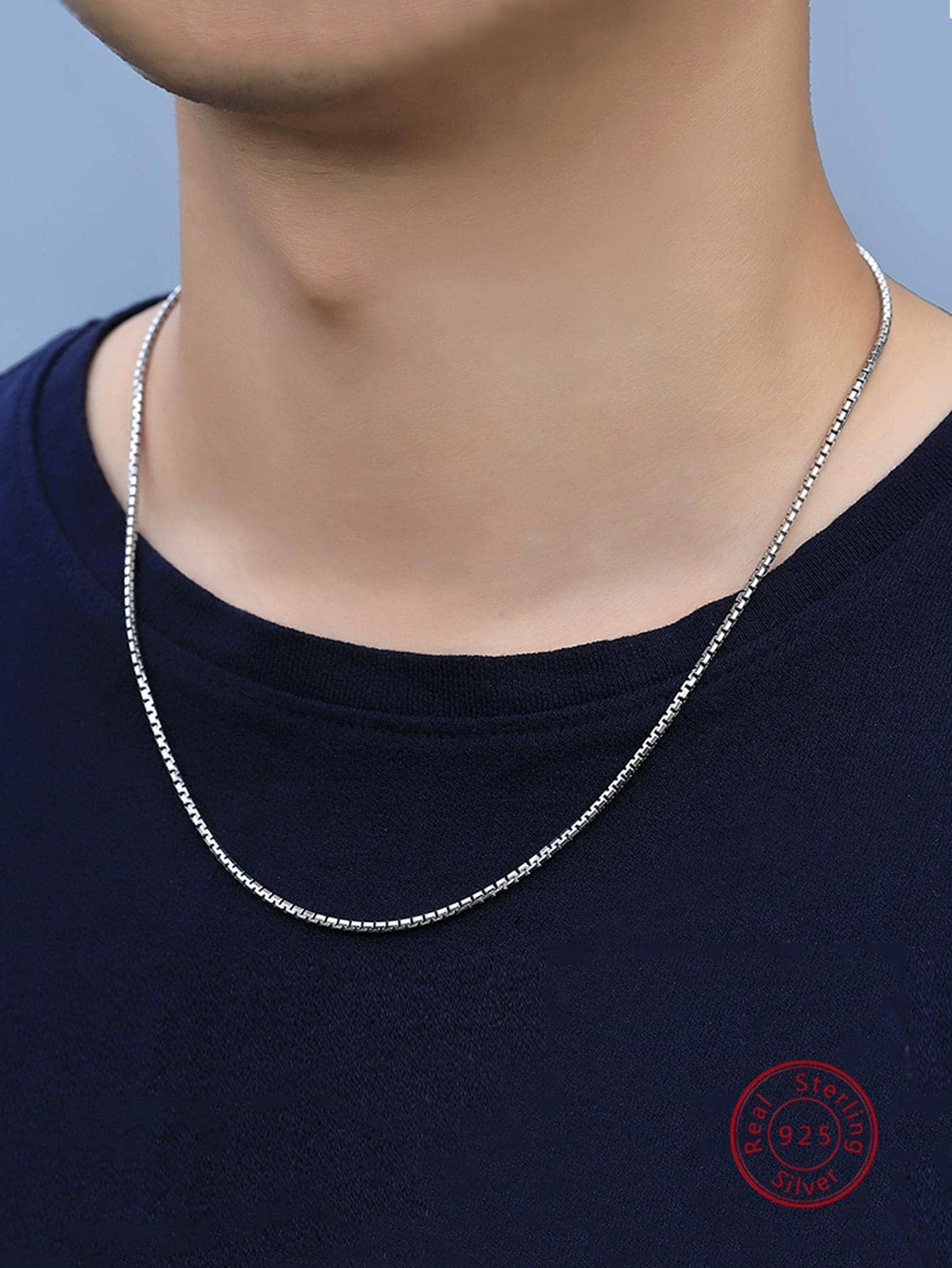 1pc Hip Hop Minimalist Sterling Silver Necklace For Men Women For Daily Decoration