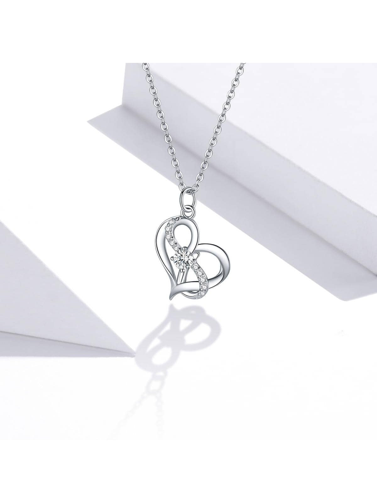 1pc 925 Sterling Silver Forever Love Heart Pendant Necklace for Women Valentine's Day Anniversary Gift Fine Jewelry