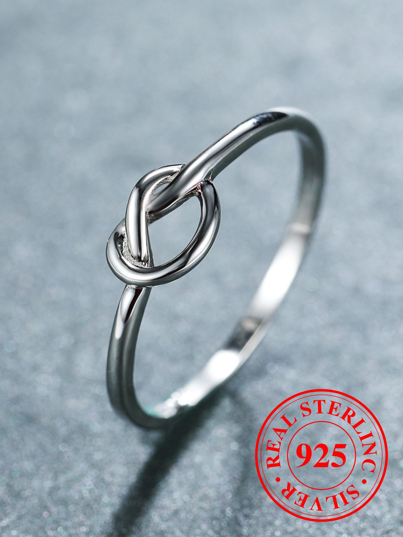 Unique Simple Sterling Silver Knotted Ring Dating Gift For Women