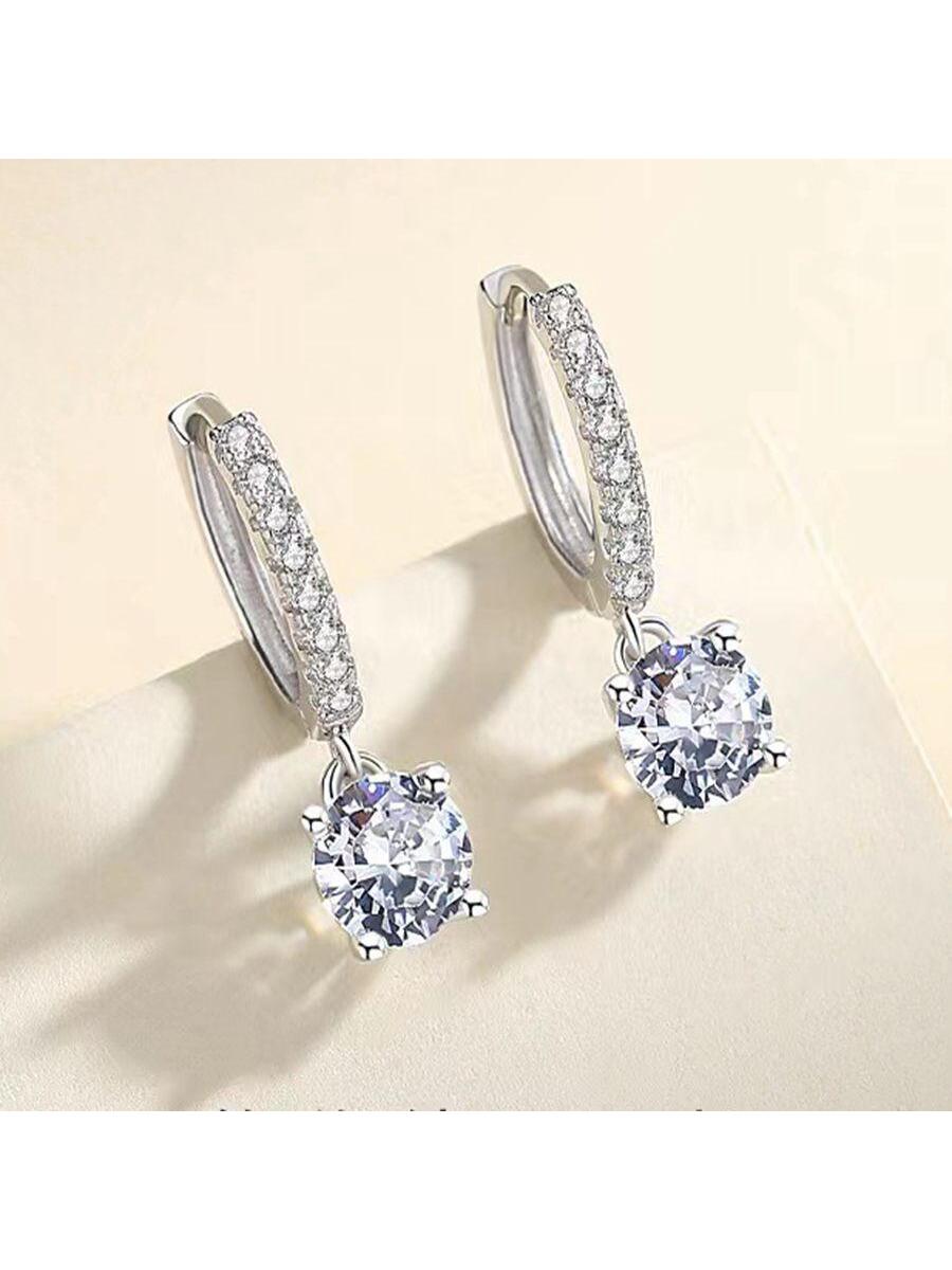 S925 Sterling Silver European And American Style Popular Big Zirconia Elegant Earrings